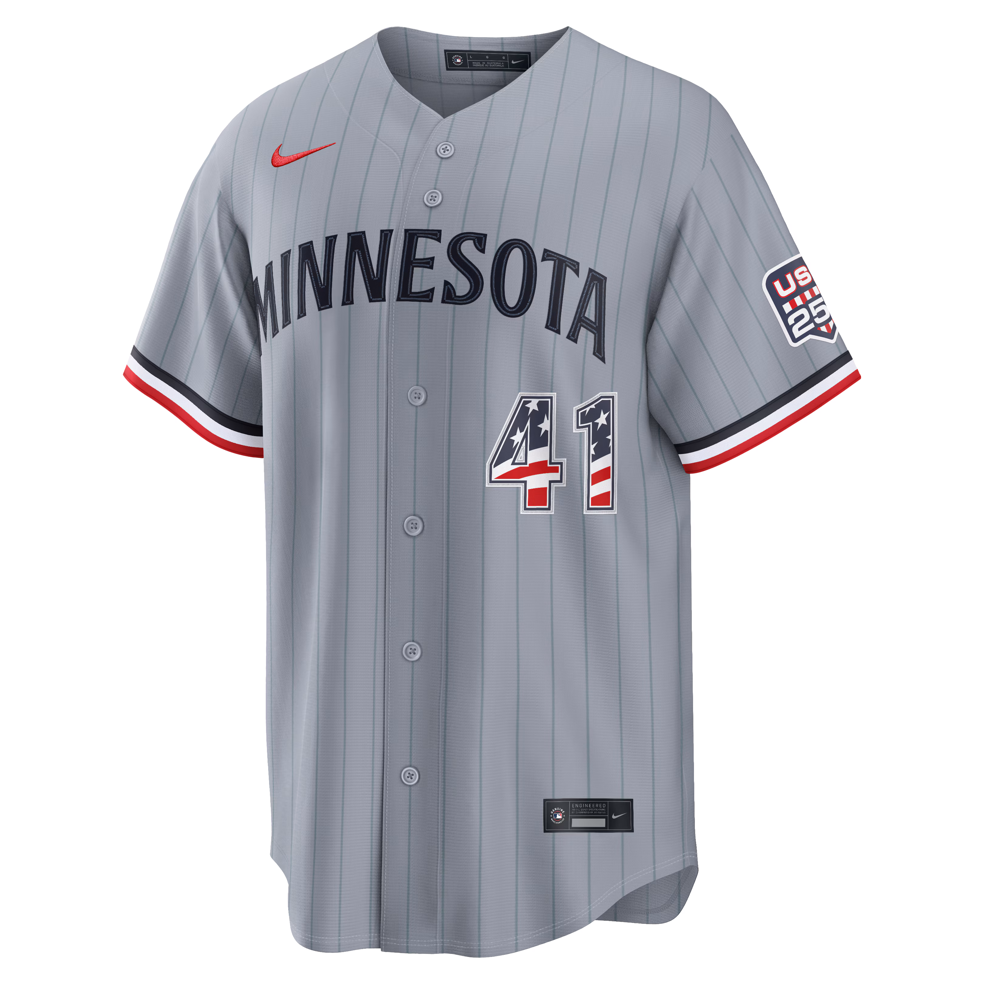 Fourth of July Minnesota Twins Joe Ryan Nike Gray USA 250 Stadium Jersey
