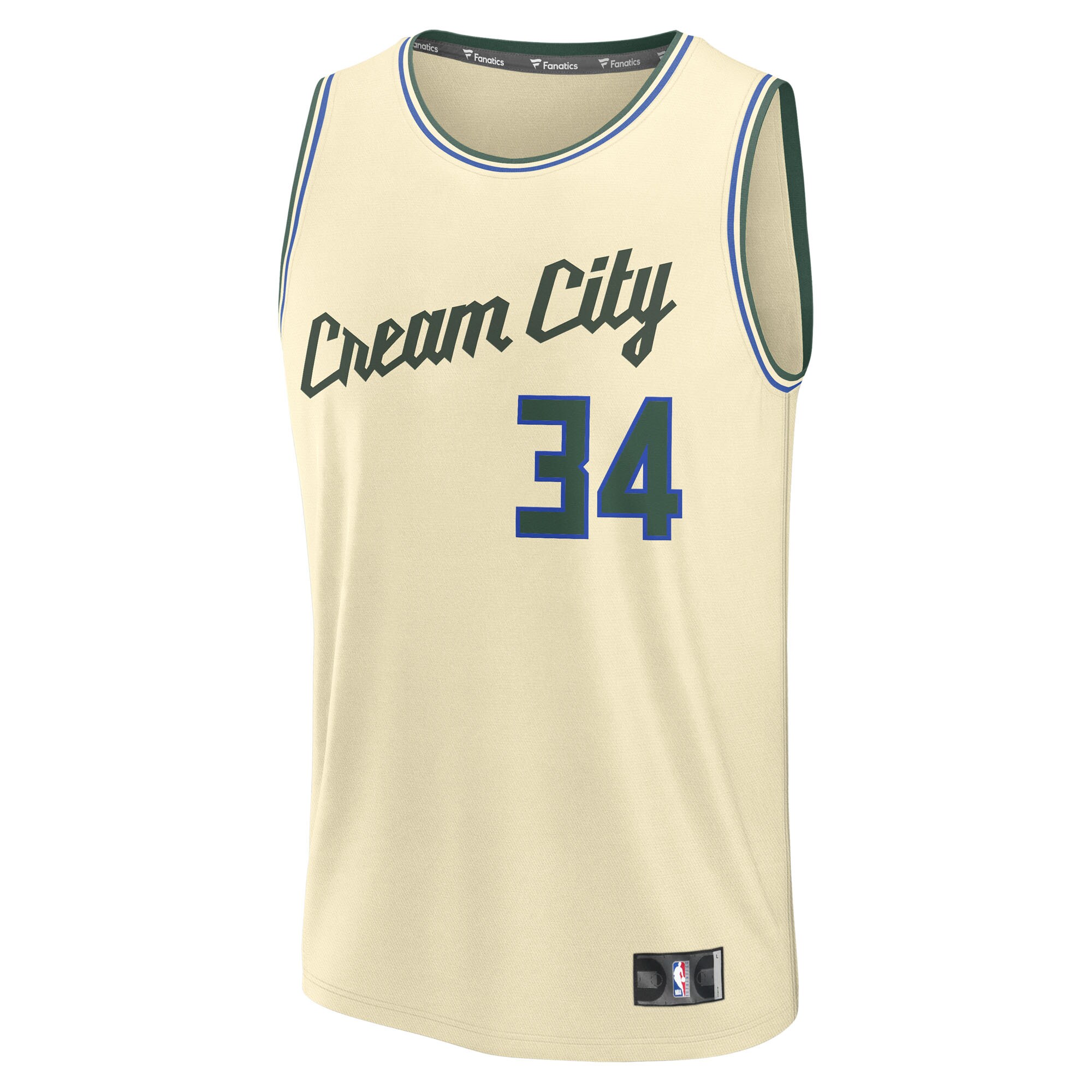Giannis Antetokounmpo Milwaukee Bucks Fanatics Youth 2025/26 City Edition Fast Break Jersey - Cream
