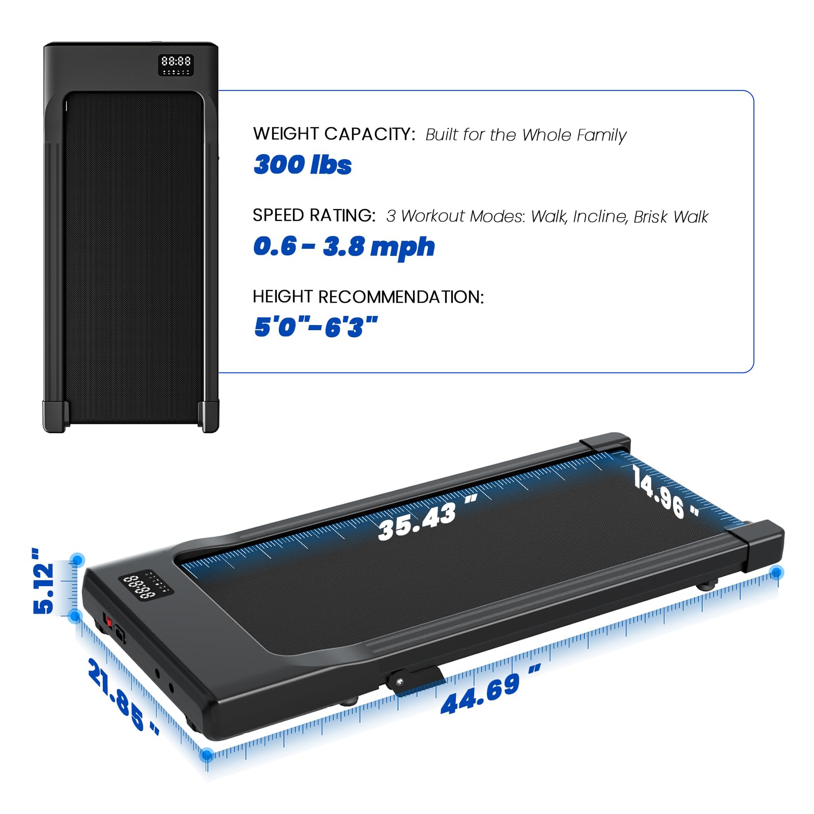 DEERRUN Under Desk Walking Pad Treadmill for Home & Office