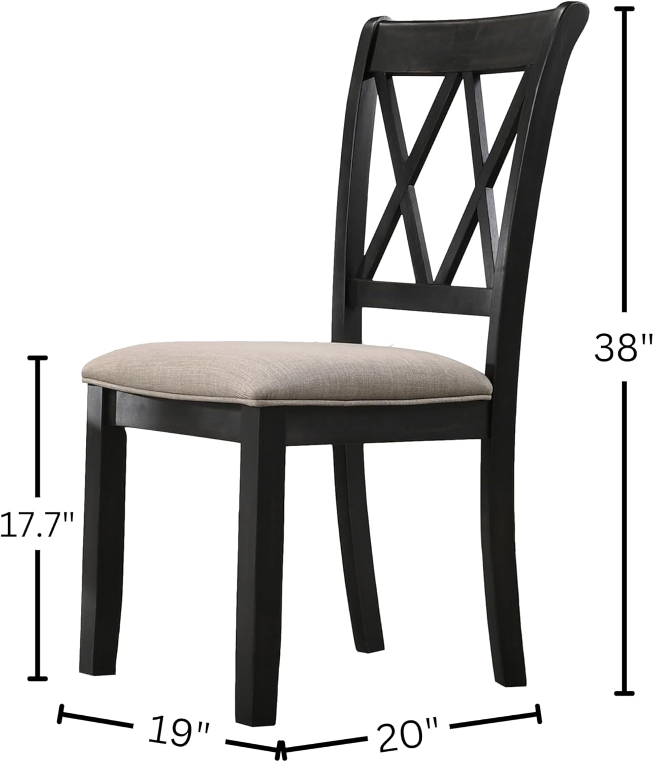 Roundhill Furniture Windvale Fabric Upholstered Dining Chair, Set of 2, Black