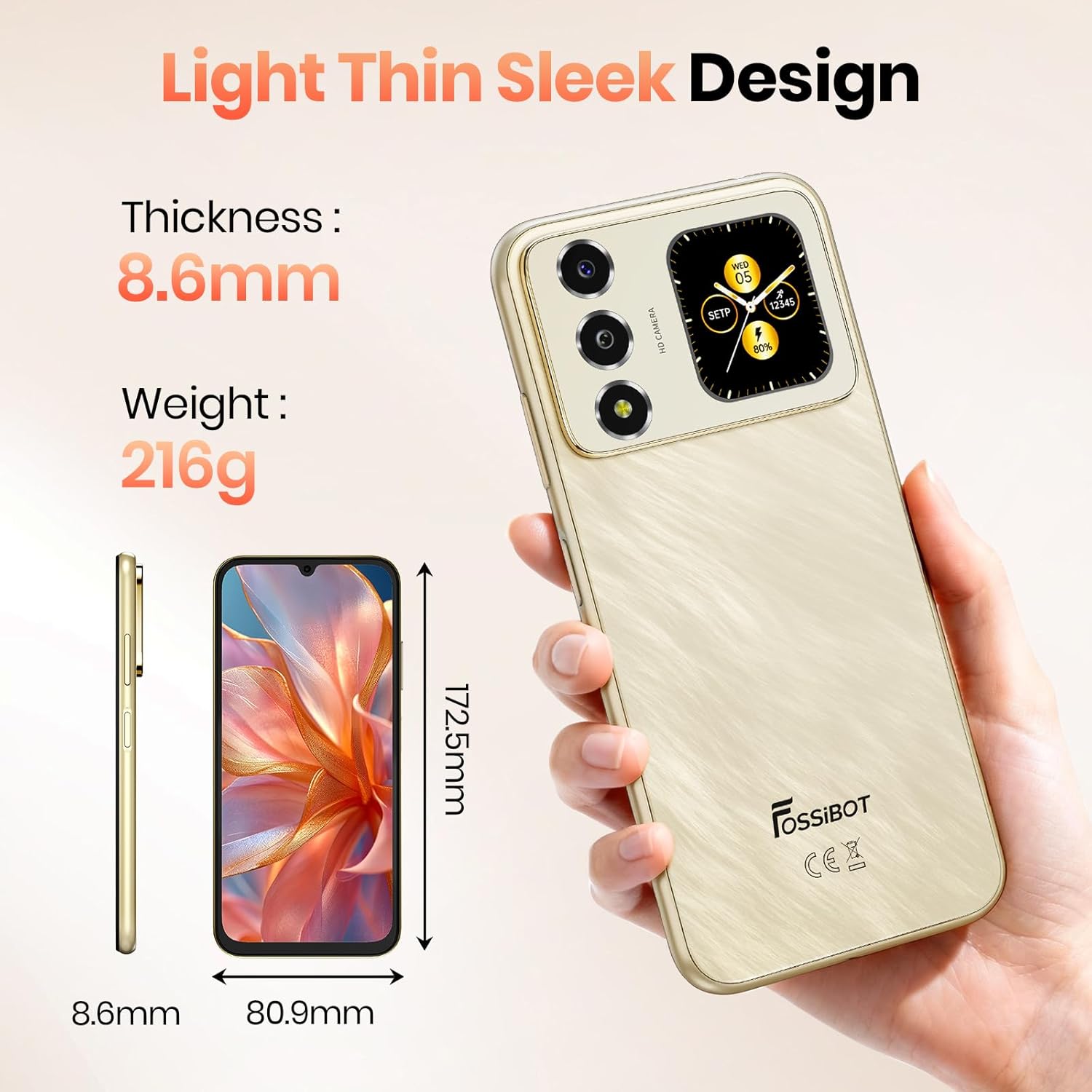 FOSSIBOT S7 Android 16 CellPhones, 16GB+128GB+2TB Unlocked Phone, 6.9