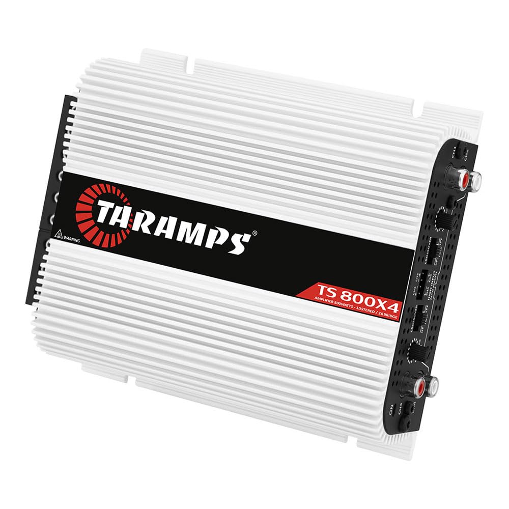 Taramps TS 800x4 1 Ohm Multichannel Stereo Amplifier 800 Watts Rms, 4 Channels, Full Range, Car Audio Amp Digital 2 Bridged Channel, Crossover High/Low Pass, with RCA and Automatic High Level Input