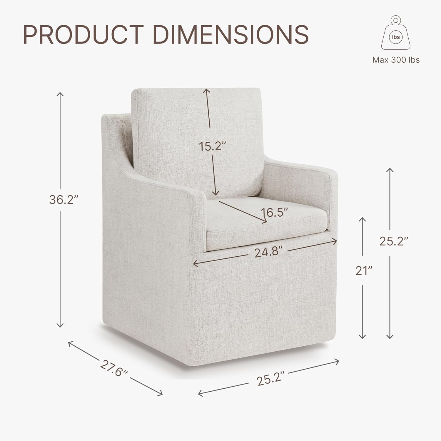 KISLOT Upholstered Dining Chairs Set of 2, Modern Dining Room Chairs with Casters & Washable Cover, Rolling Accent Chair with Comfy Backrest for Kitchen, Farmhouse, Living Room, Cream Beige, 2 Box