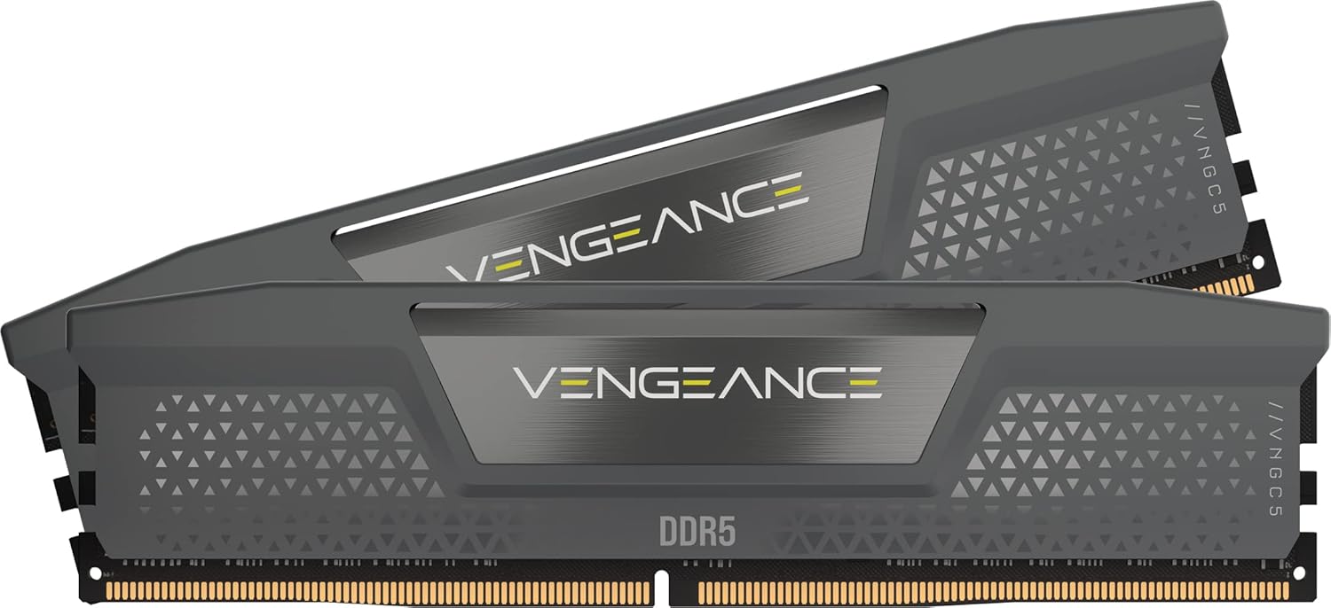 CORSAIR Vengeance DDR5 RAM 32GB (2x16GB) Up to 6000MHz CL30-36-36-76 1.40V AMD EXPO Intel XMP 3.0 Computer Memory – Grey (CMK32GX5M2B6000Z30)