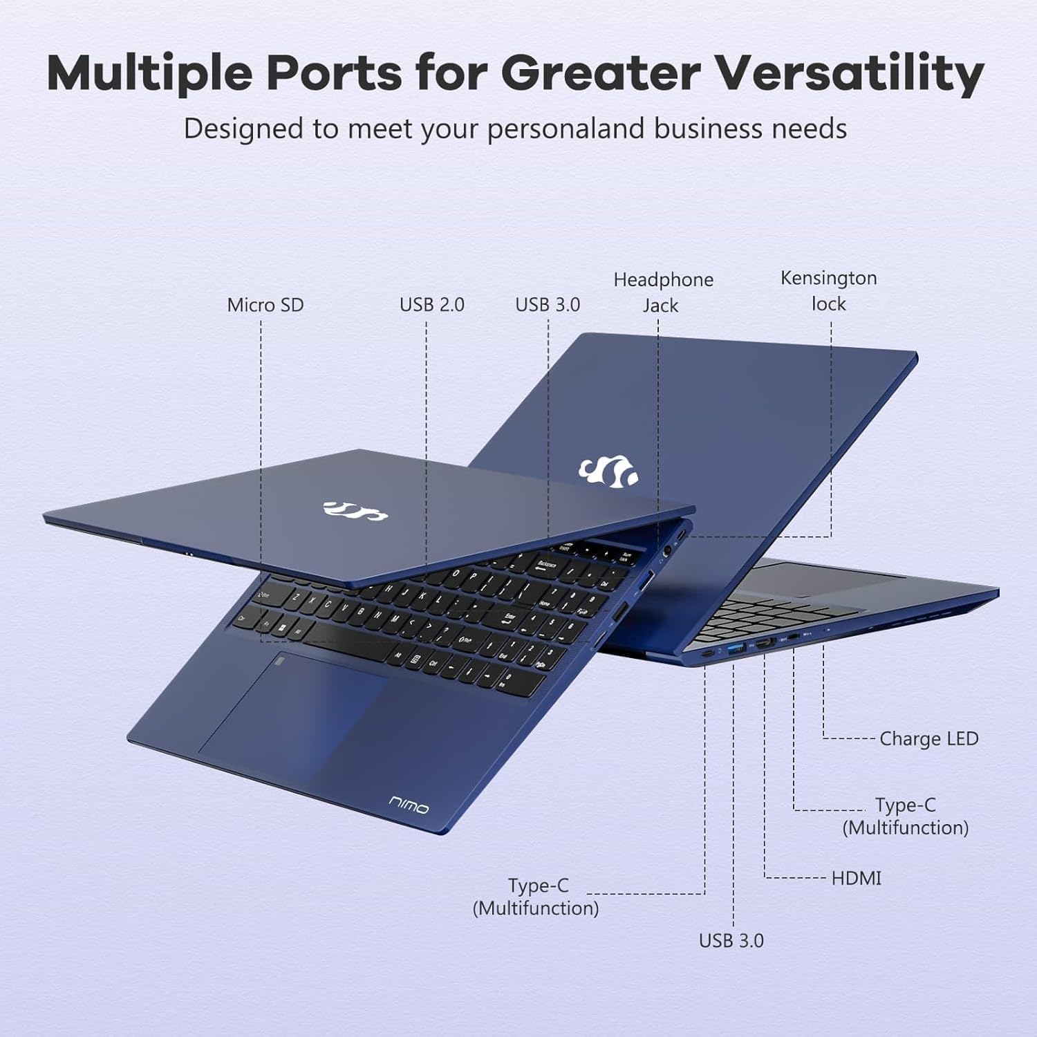 NIMO 2026 AMD Gaming Laptop, Ryzen 5 6600H& Radeon 660M Graphics(Beat i7-1165G7, up to 4.5GHz), 16GB DDR5 RAM 256GB SSD, 2-Year Warranty, 15.6 Inch FHD Display, USB-C 100W, Backlit Keyboard,180° View