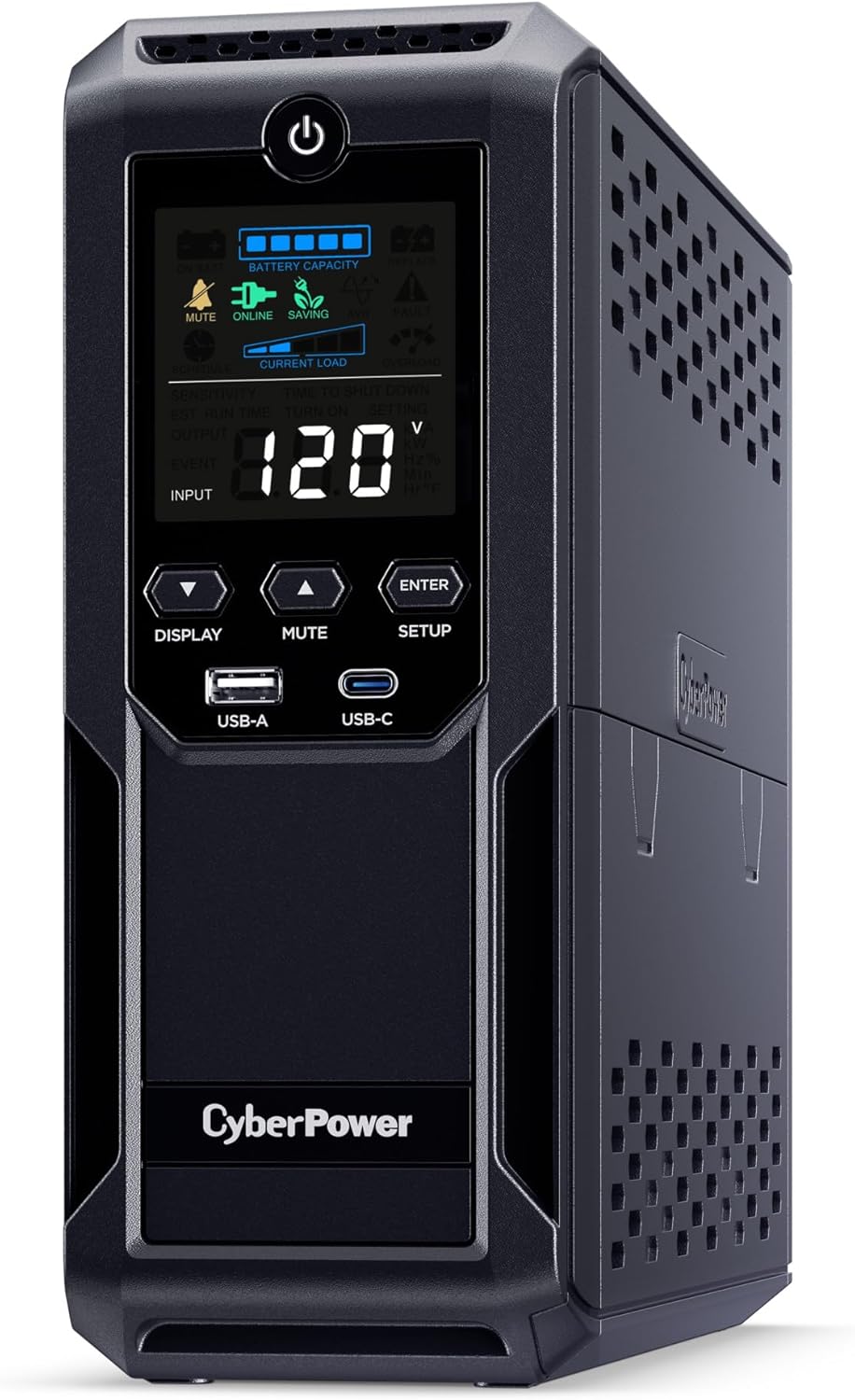 CyberPower CP1500AVRLCD3 Intelligent LCD UPS Battery Backup and Surge Protector, 1500VA/900W, 12 Outlets, 2 USB Ports, AVR, Mini Tower, UL Certified