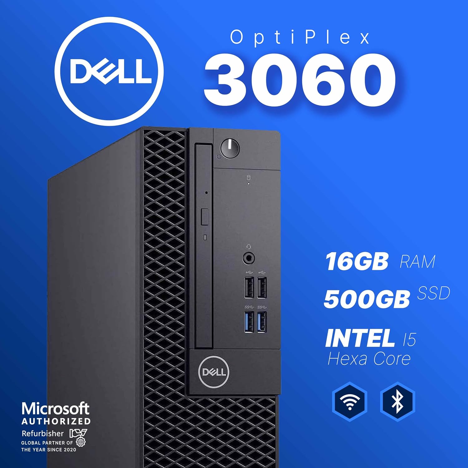 Dell OptiPlex 3060 Desktop | Intel i5 8th Gen | 16GB RAM | 500GB SSD | Win 11 Pro | 24