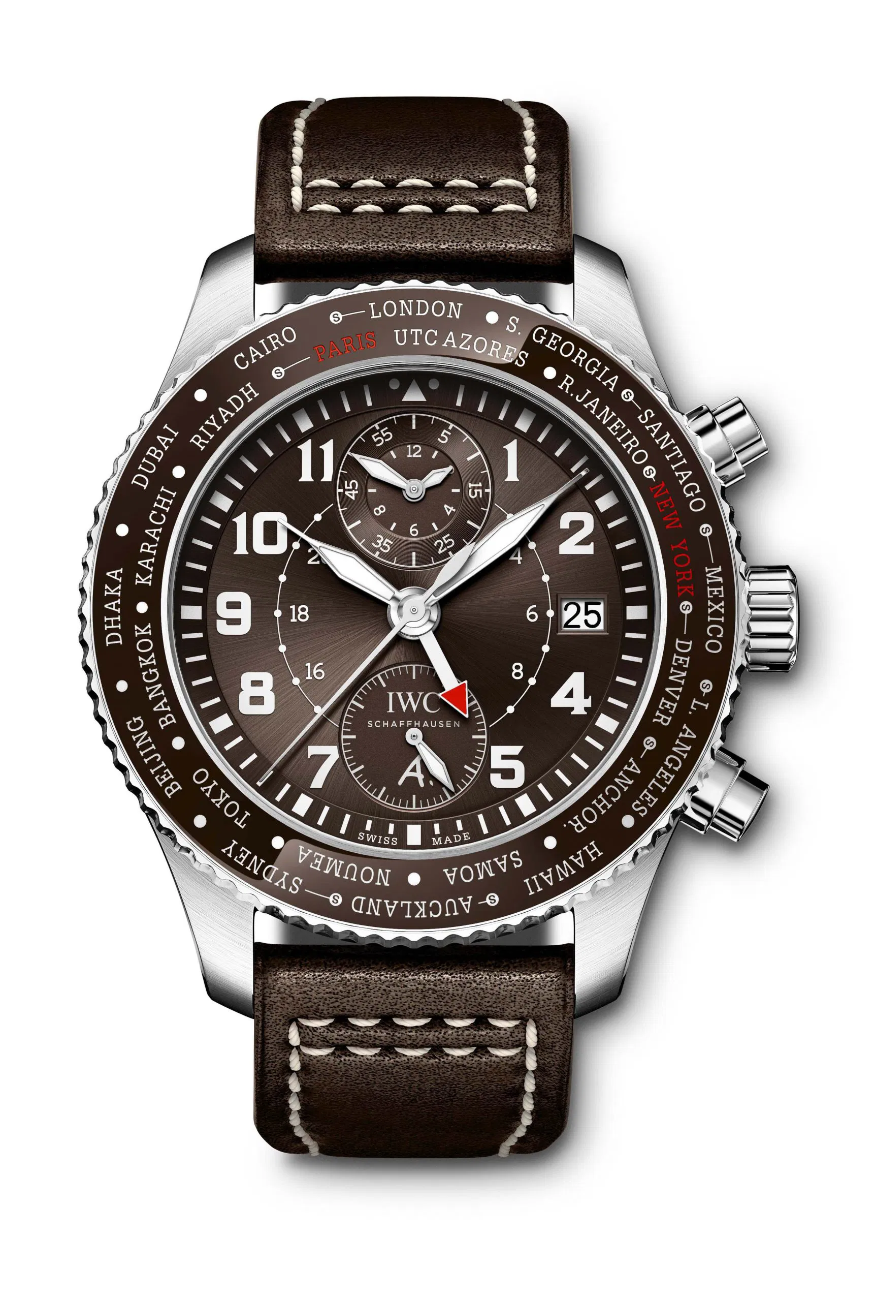 Pilots watch timezoner chronograph edition 80 years flight to new york iw395003