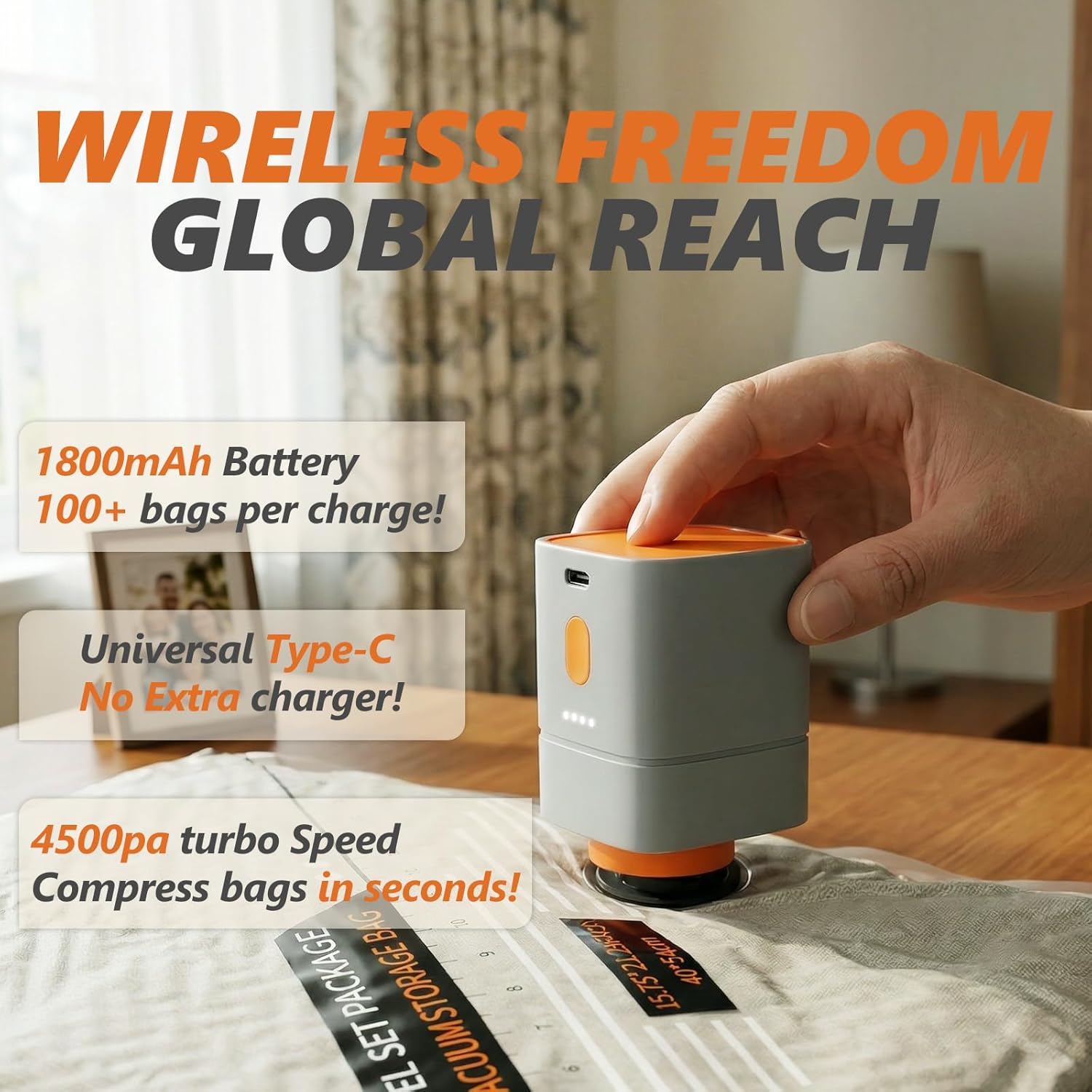 Rechargeable Wireless Pump Travel Vacuum Bags Set,Vacuum Storage Bags Portable Space Saver Bags for Travel, Home, Vacuum Compression Packing Seal for Clothes Seasonal Storage 48 Combo Set