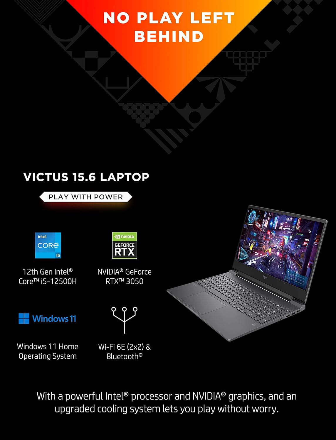 HP Victus 15 Gaming Laptop, NVIDIA GeForce RTX 3050, 12th Gen Intel Core i5-12500H, 8 GB RAM, 512 GB SSD, Full HD Display, Windows 11 Home, Backlit Keyboard, Enhanced Thermals (15-fa0025nr, 2022)