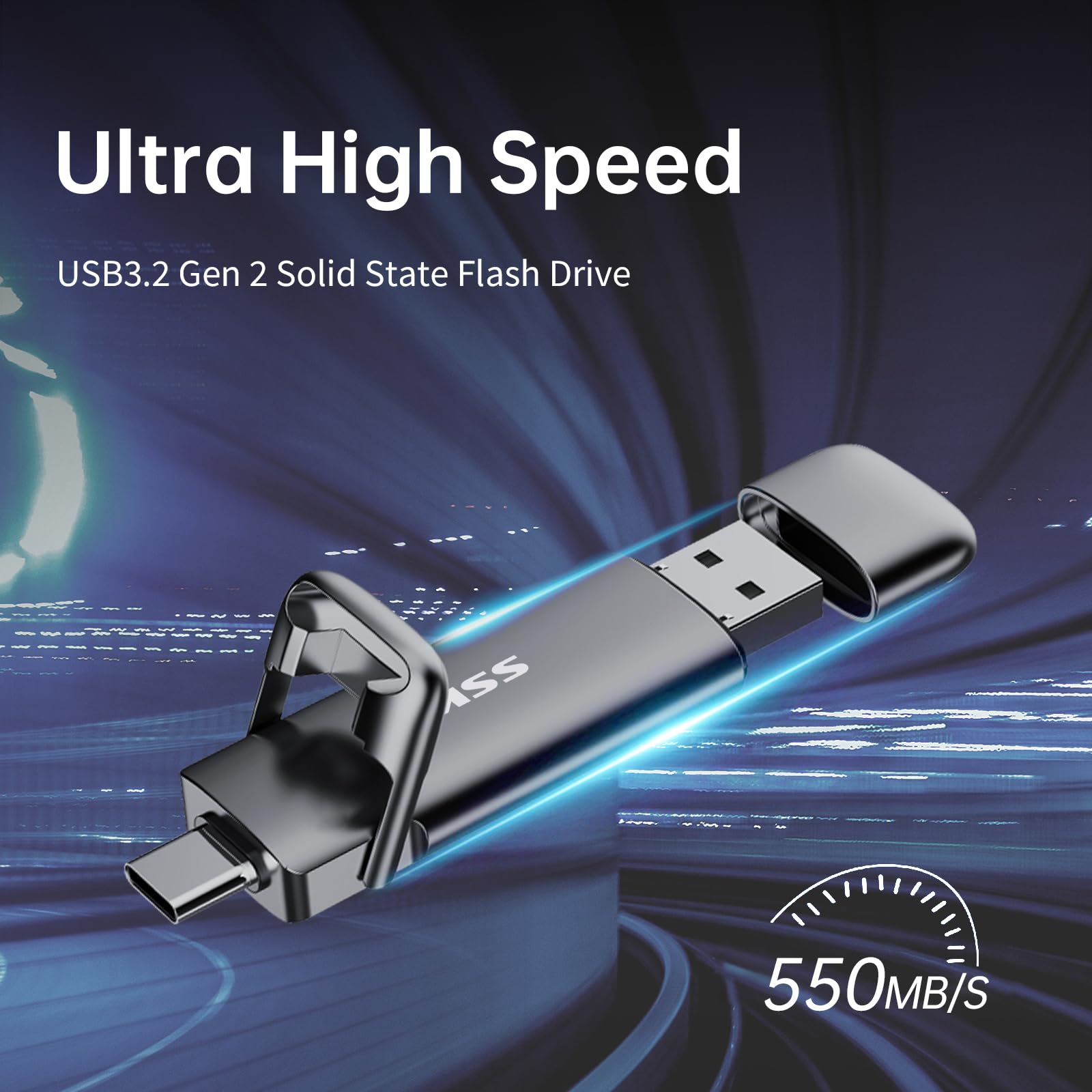 SSK 1TB USB Drive External SSD 550MB/s Dual-Drive