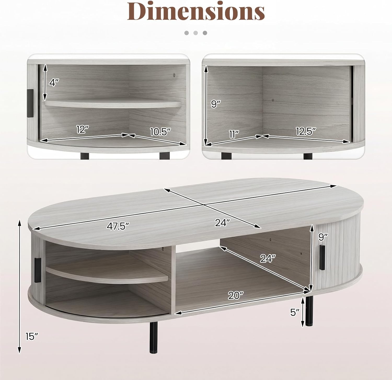 Giantex Oval Coffee Table, 47.5