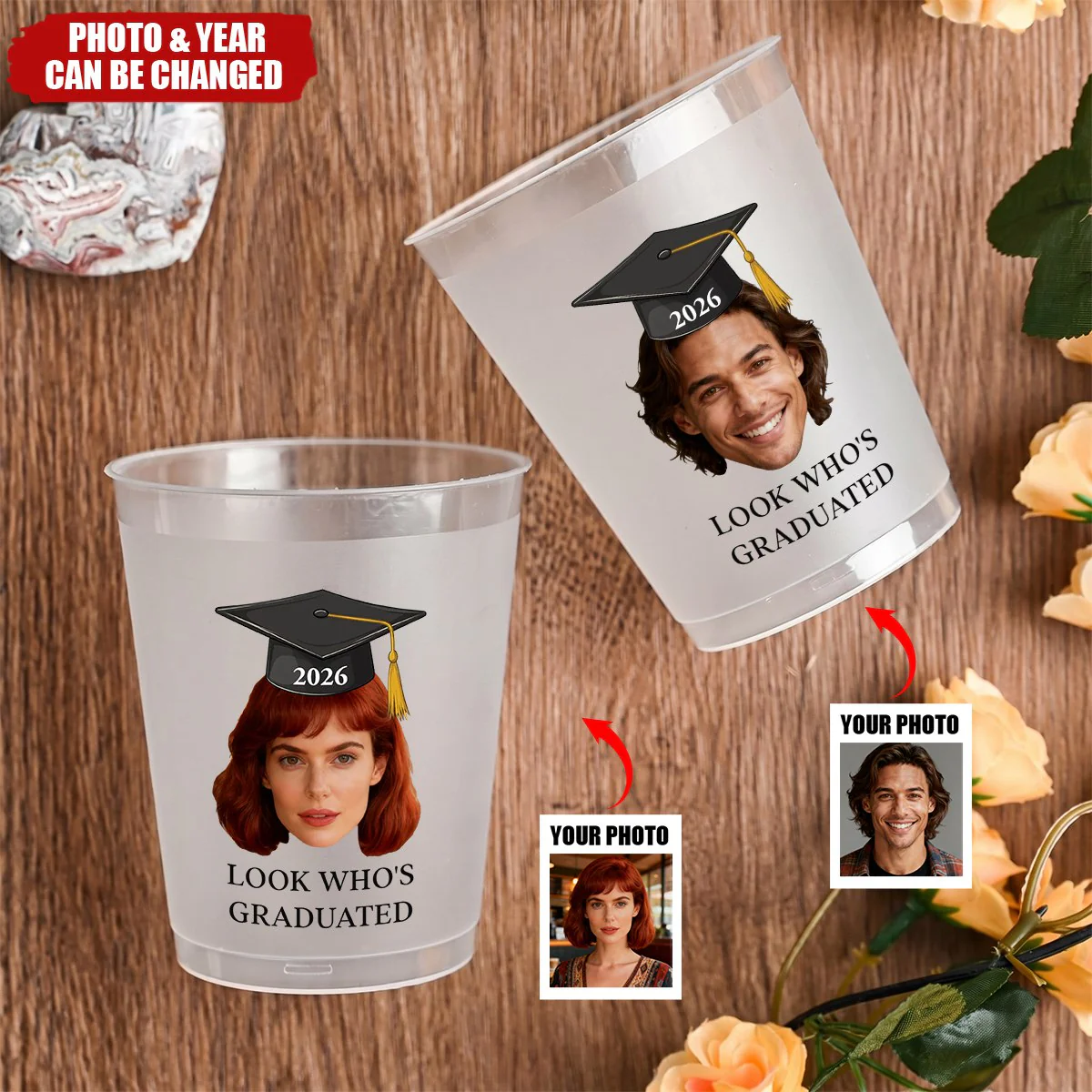 Custom Photo Cups - Personalized Graduation Gifts For Him, Her - Ready To Shine