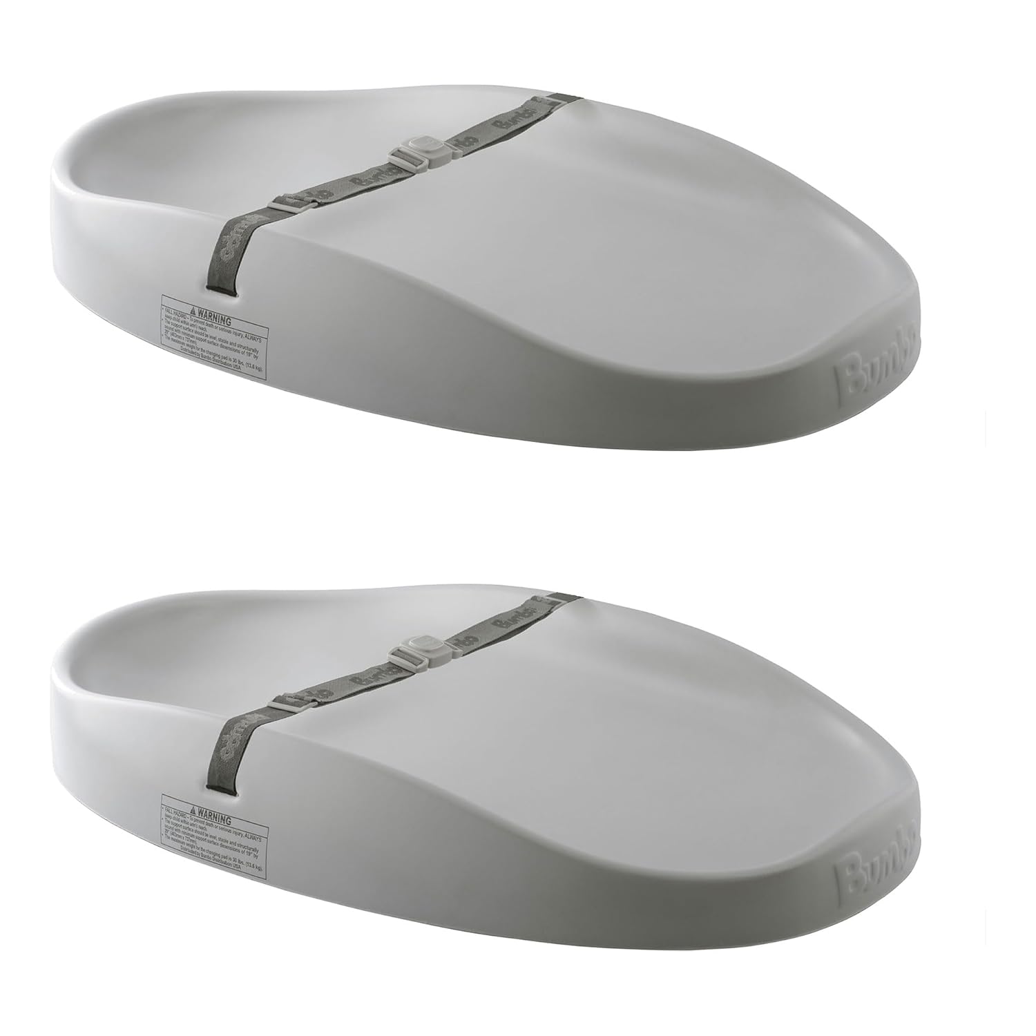 Bumbo 2 Pack Baby Changing Pads for Dresser or Table Top, Portable & Wipeable Non Slip Soft Contoured Diaper Change Station with Harness, Cool Grey