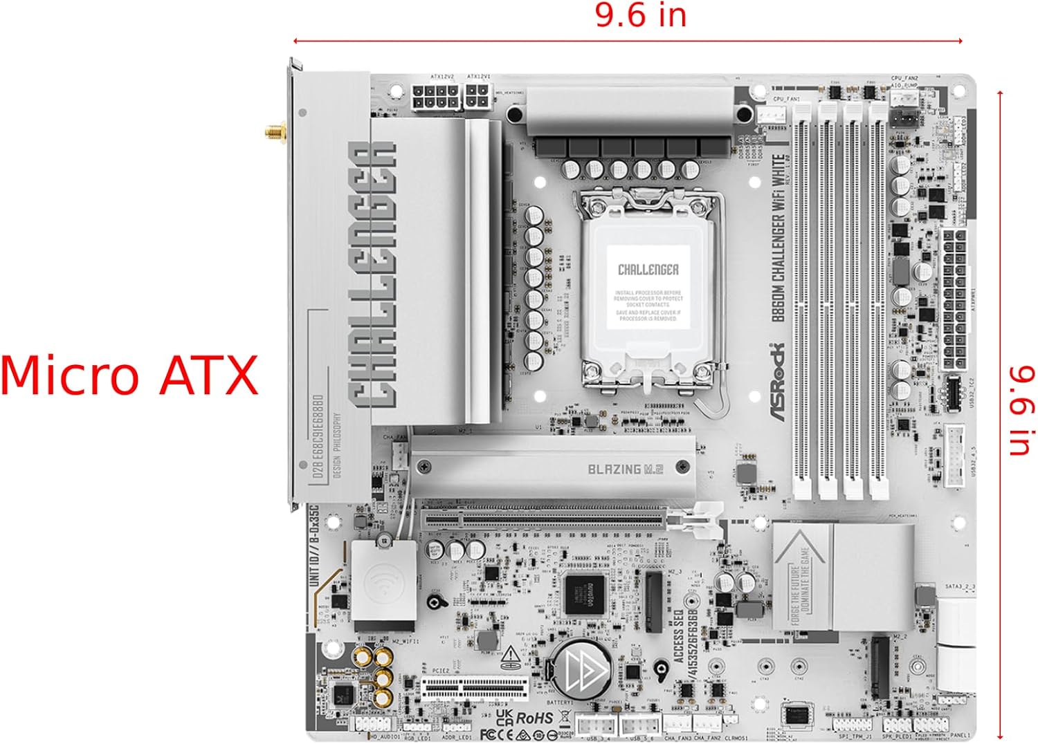ASRock B860M Challenger WiFi White mATX Motherboard, Intel Core Ultra (Series 2), DDR5 8666+ (OC), PCIe 5.0, 2.5G LAN, WiFi 7, Dr.MOS