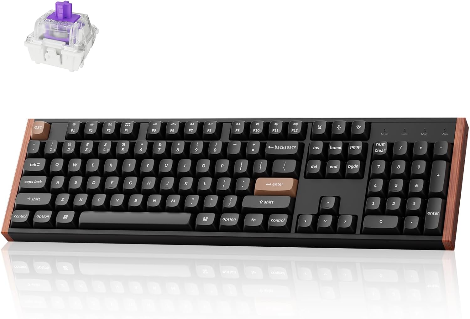 Keychron K10 HE Hall Effect Keyboard, Gateron Double-Rail Magnetic Nebula Switch, Full-Size Tri-Mode Wireless Keyboard with Rapid Trigger, Adjustable Actuation, RGB, Aluminum + Wood Frame