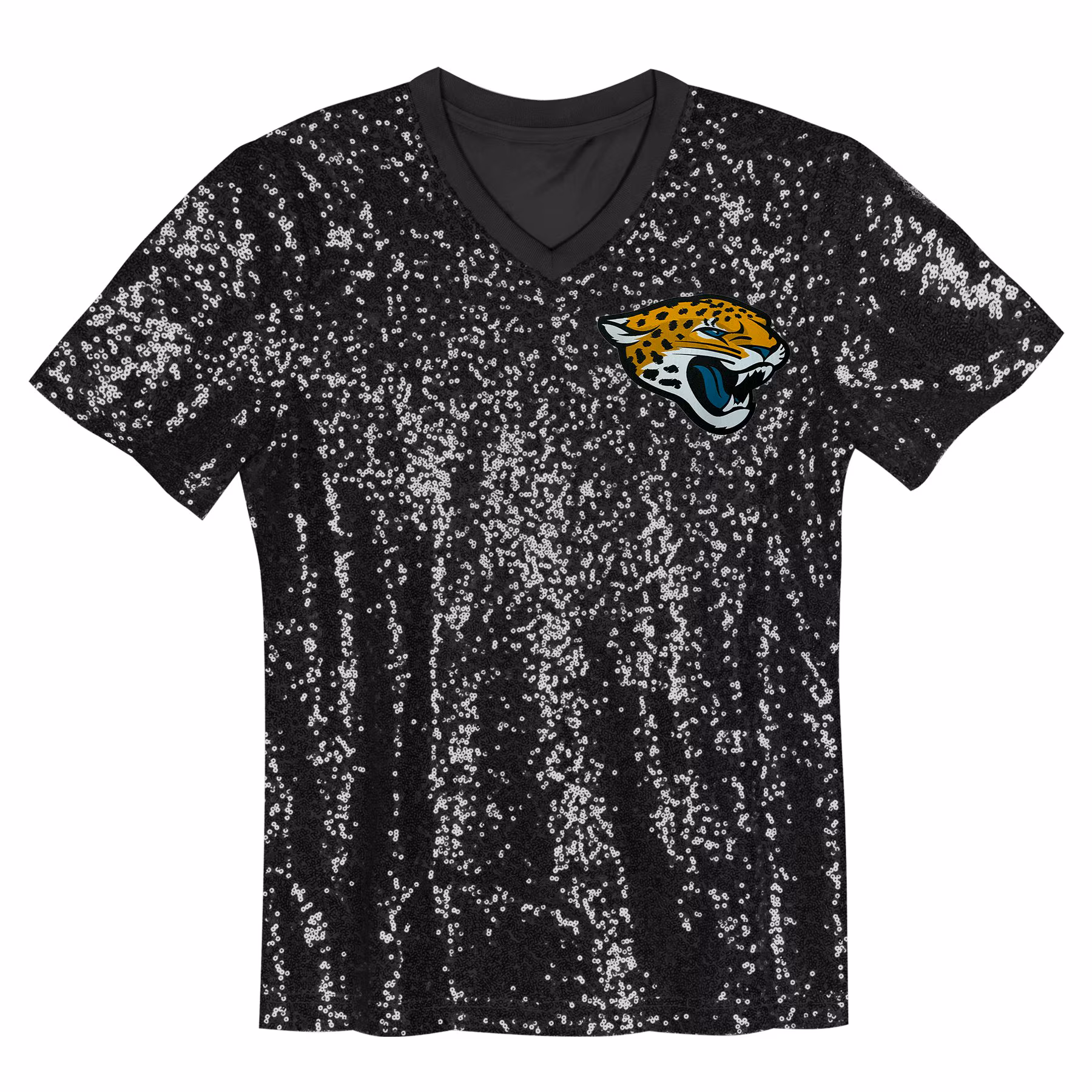 Trevor Lawrence Jacksonville Jaguars Girls Youth Sequin V-Neck Fashion Jersey - Black