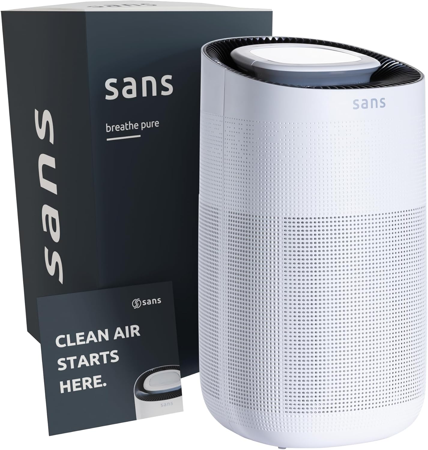 Sans HEPA 13 Air Purifier for Home Extra Large Rooms (1560 sq ft) | UV-C Sterilization & Carbon Odor Defense | Quiet 35dB Auto-Mode, Protect from Smoke, Pollutants, Dust & Allergens (White)