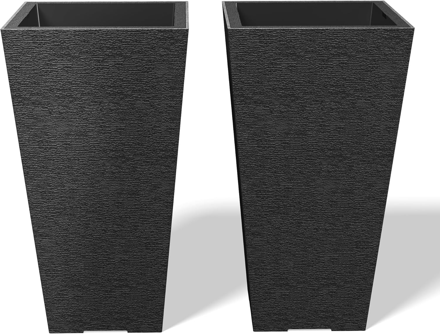 Kante 22 Inch Tall Planter Set of 2, Large Taper Planter for Outdoor Indoor Garden Patio Front Door (Black)