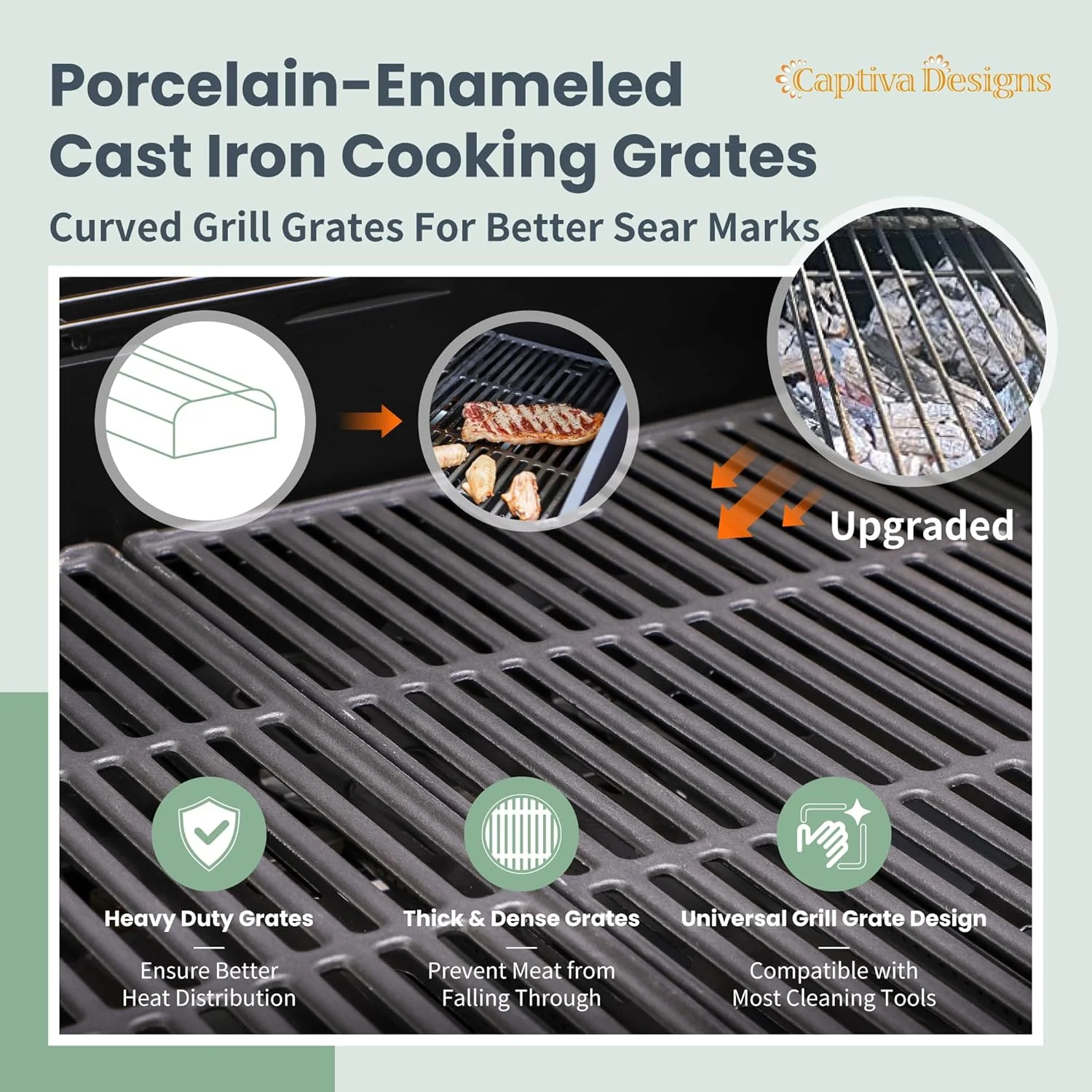 Captiva Designs 4-Burner Gas Grill, Side Burner, 42,000 BTU, Stainless