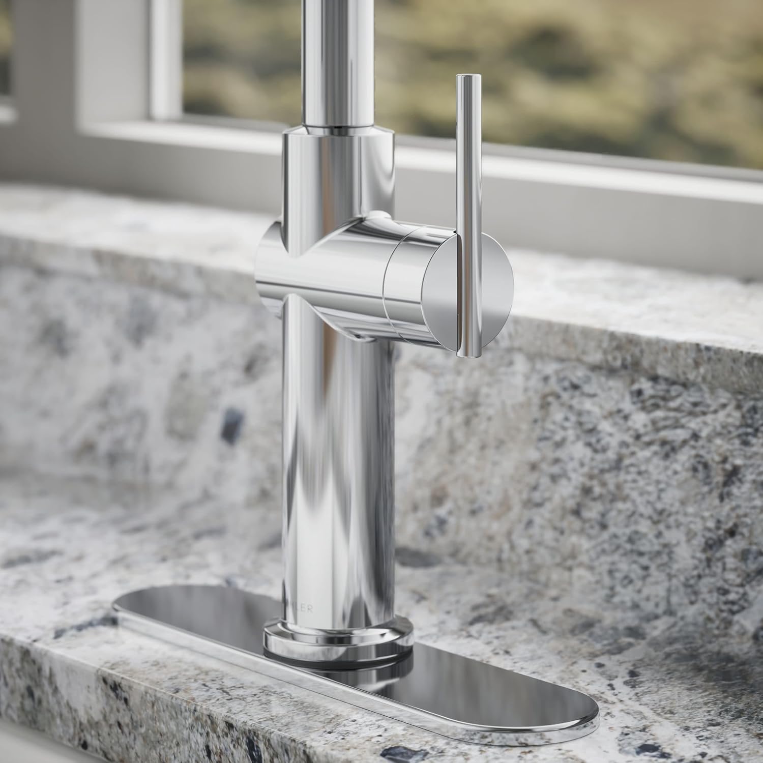 KOHLER 22972-CP Crue Pull Down Kitchen Faucet, Pull-Down Sprayer with Multi Function Spray Head, Polished Chrome