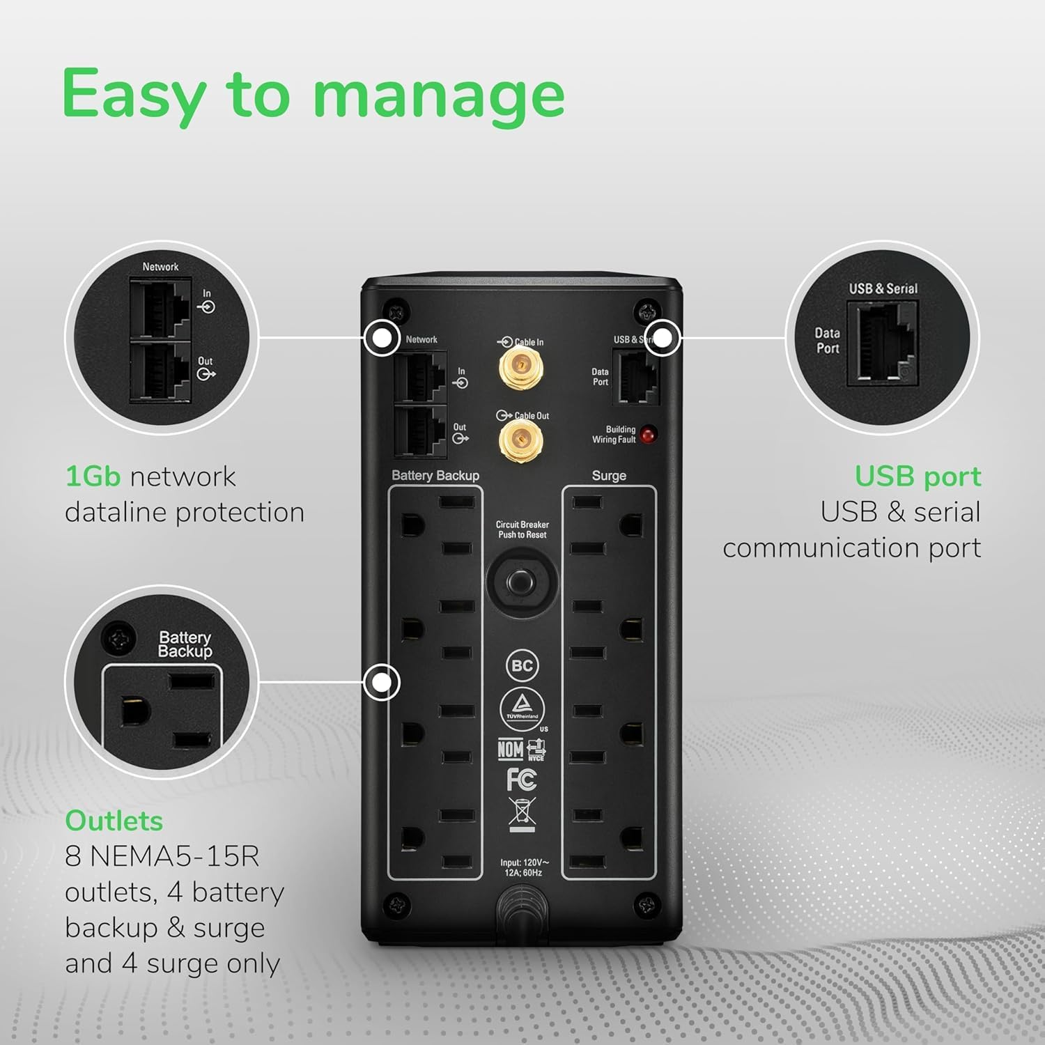 APC Back-UPS Pro 1000VA UPS, 600W Battery Backup & Surge Protector, AVR, 8 Outlets (NEMA 5-15R), LCD Display, BX1000M Uninterruptible Power Supply for Computers, Wi-Fi Routers, Home Office Electronics