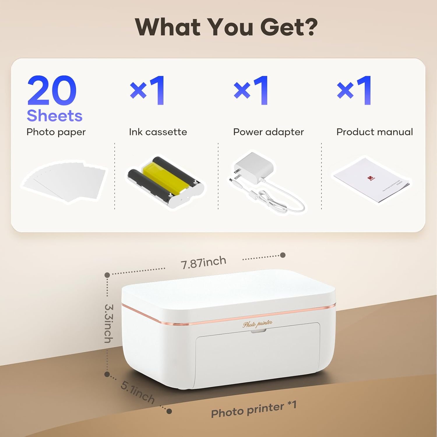 iDPRT 4x6'' Photo Printer with 20 Sheets Photo Paper & 1 Cartridge, Portable Instant Photo Printer for iPhone Android, Thermal Dye Sublimation, Wi-Fi Picture Printer