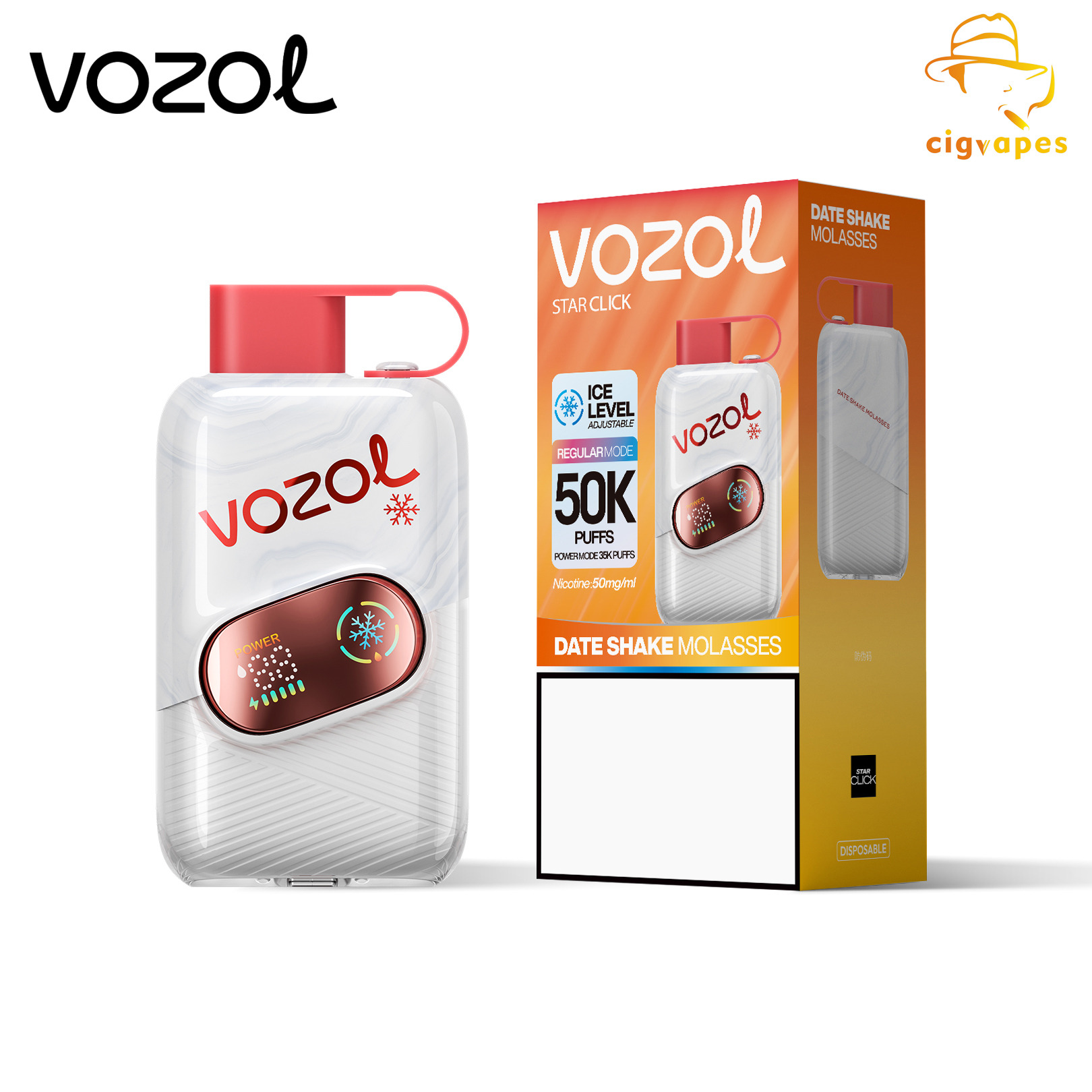 EU Warehouse Vozol Star Clice 50000 Puffs 50K Disposable Vape With Dual Mode