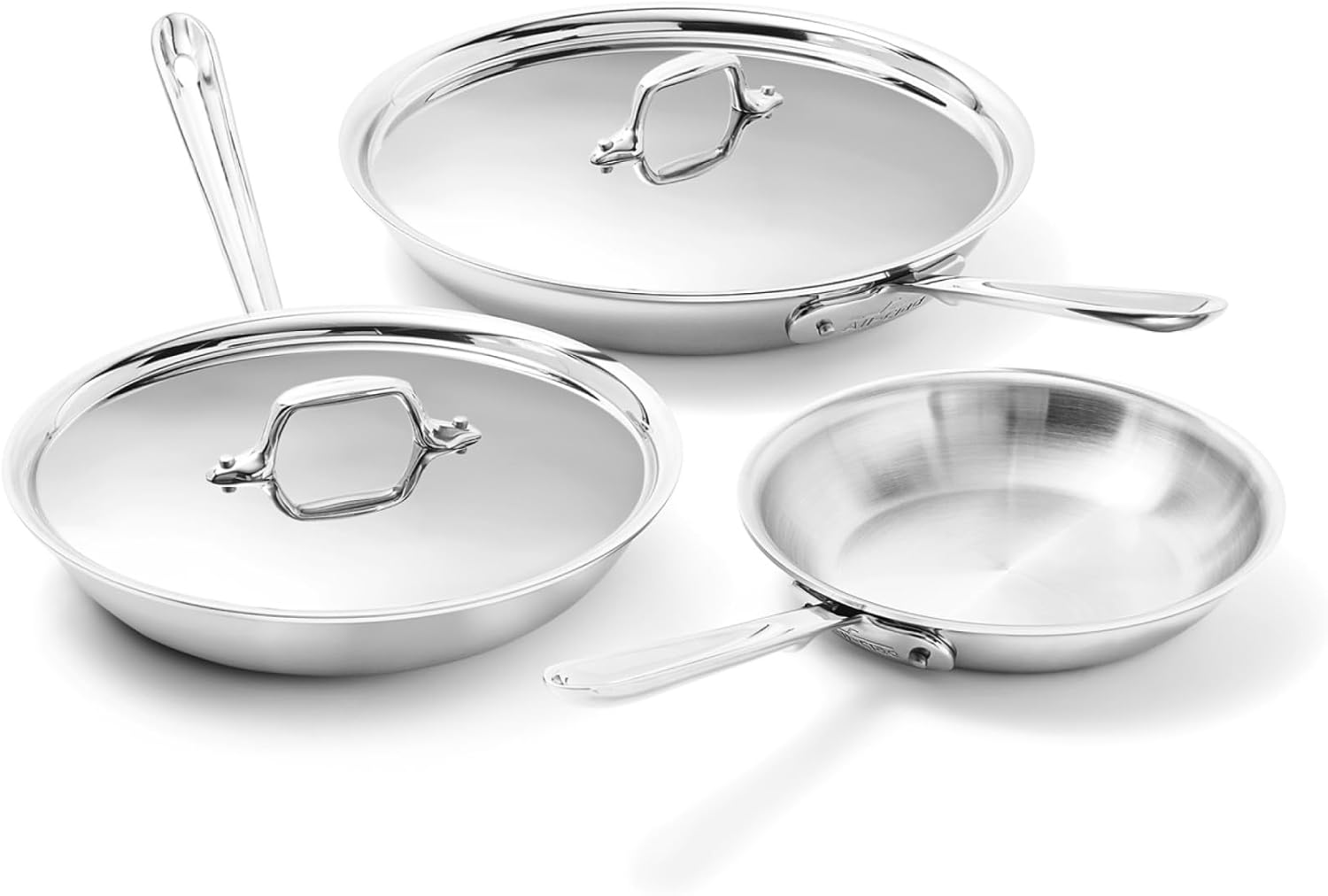All-Clad D3® Stainless Steel 5 Piece Frypan Set- Made in USA- Includes 8