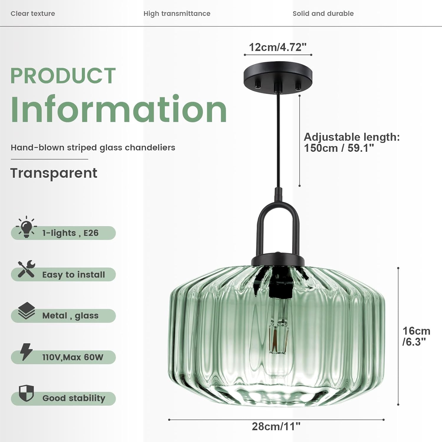 Modern Hanging Lights Light Green Pendant Light Fixtures Mid Century Large Glass Pendant Lights 11