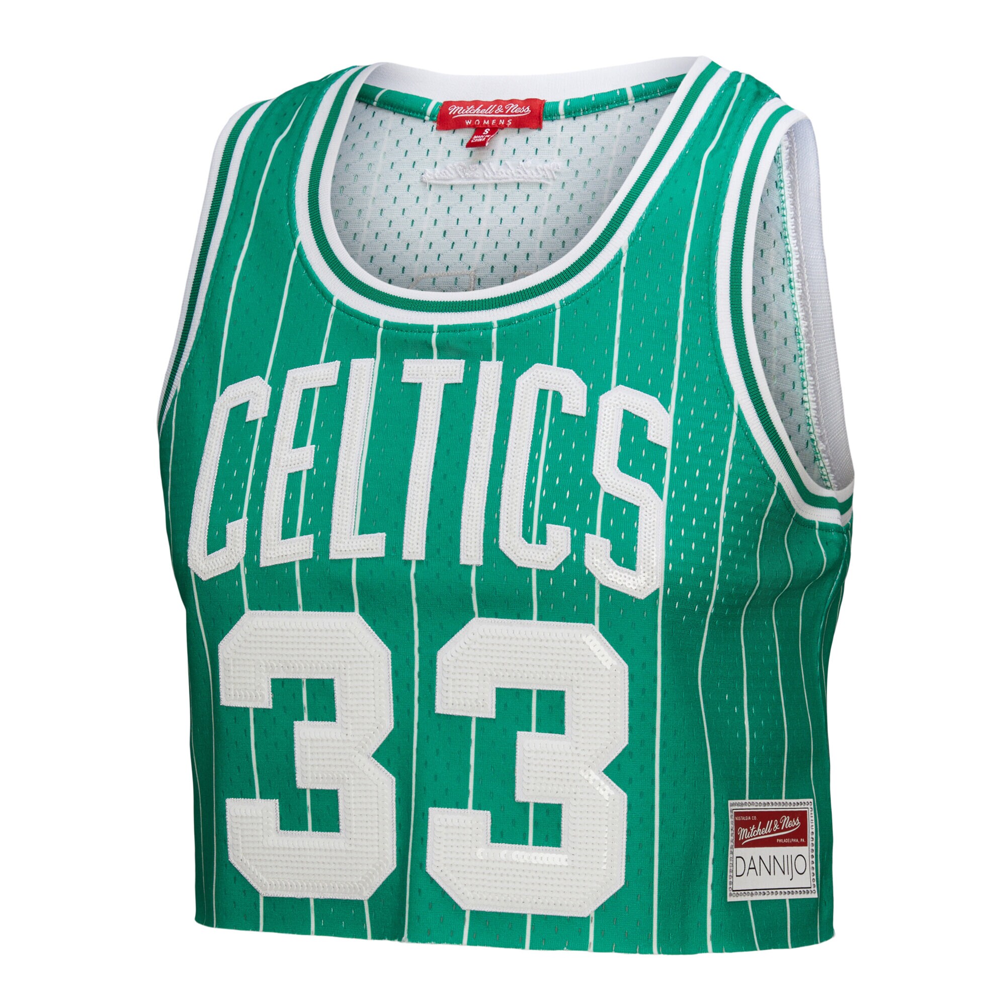 Larry Bird Boston Celtics Mitchell & Ness x DANNIJO Women's Fashion Cropped Basketball Jersey - Kelly Green