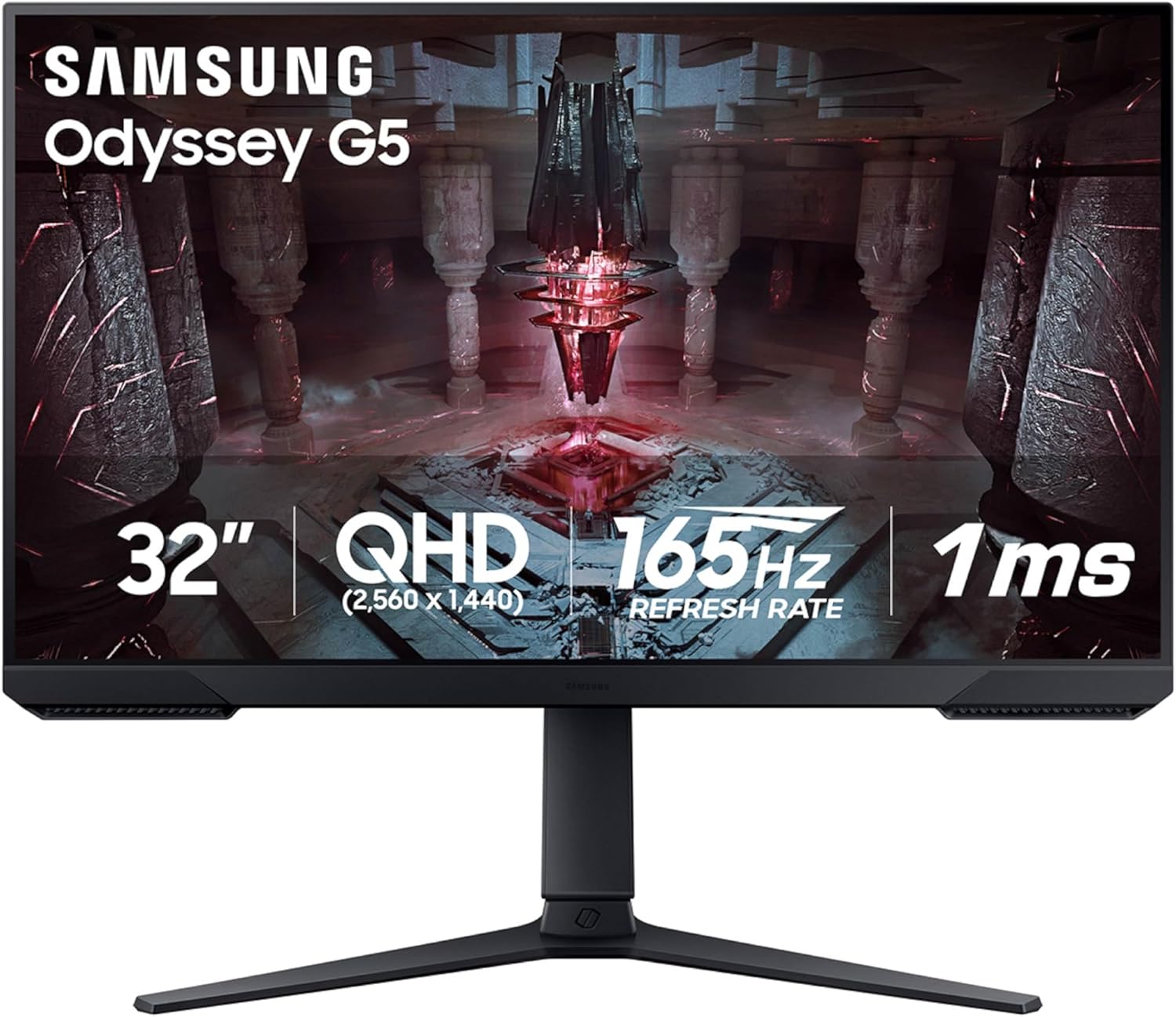 SAMSUNG 27-Inch Odyssey G51C Series QHD Gaming Monitor, 165Hz, 1ms, VESA Display HDR10, AMD FreeSync Premium, Black Equalizer, Virtual Aim Point, LS27CG512ENXZA