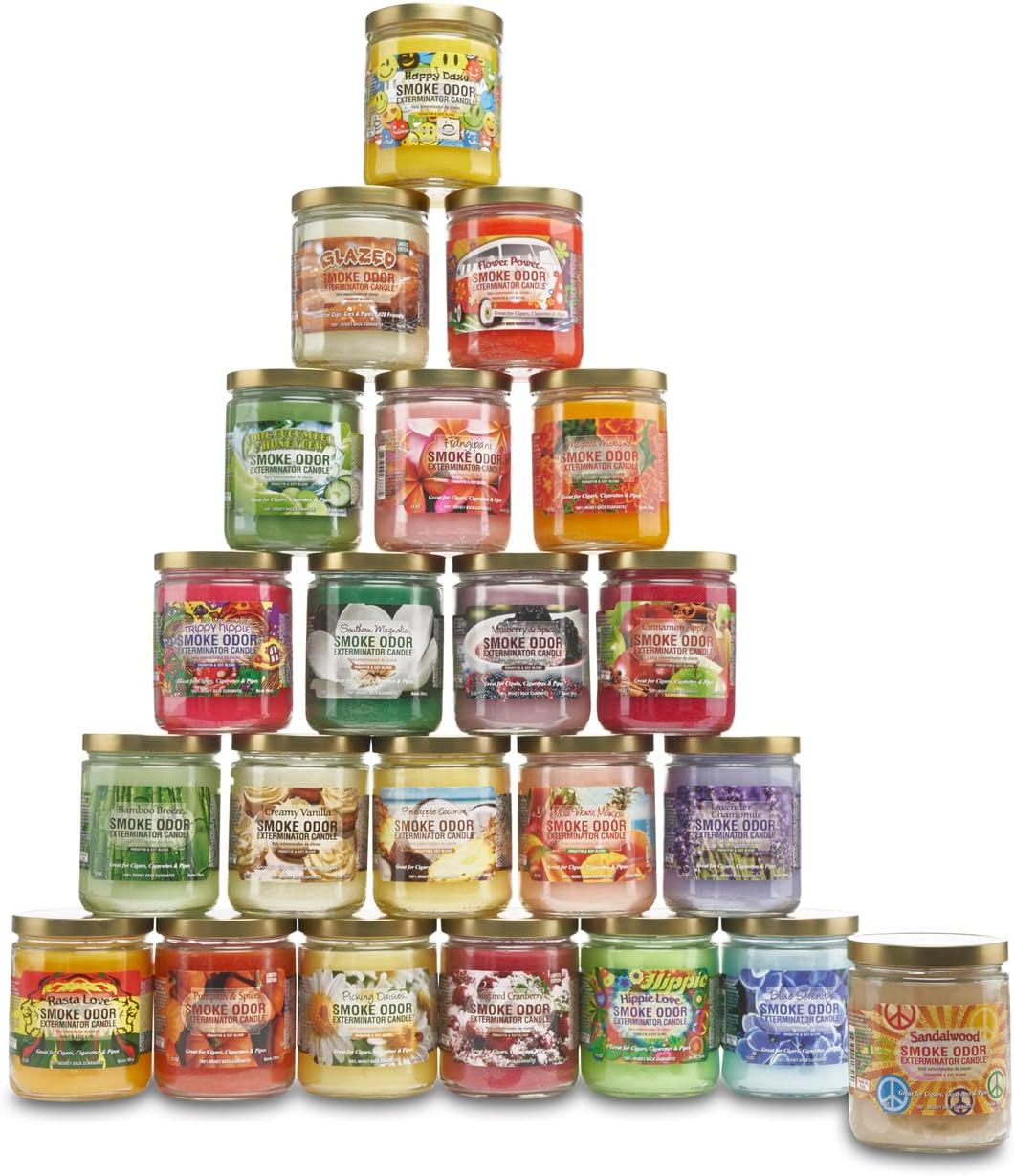 Bulk Smoke Odor Exterminator Odor Eliminating Scented Candles, Odor Eliminating Candle, Cooking Odor Eliminator Case of 12 (Mystery Variety Pack)