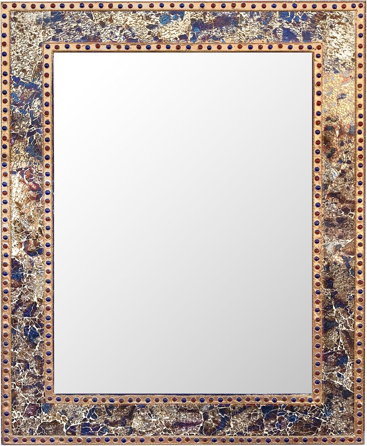 Mosaic 30X24 Crackled Glass Decorative Wall Mirror, Fired Gold
