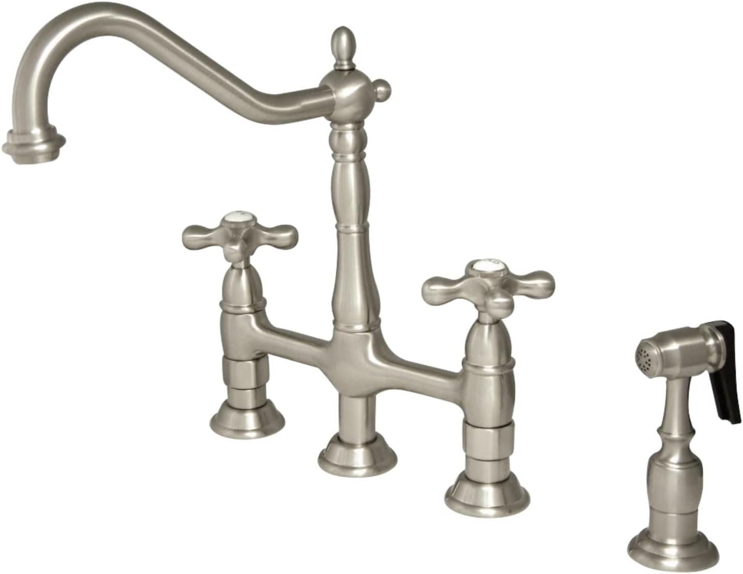 Kingston Brass KS1278AXBS Heritage Kitchen Faucet with Brass Sprayer, 8-3/4