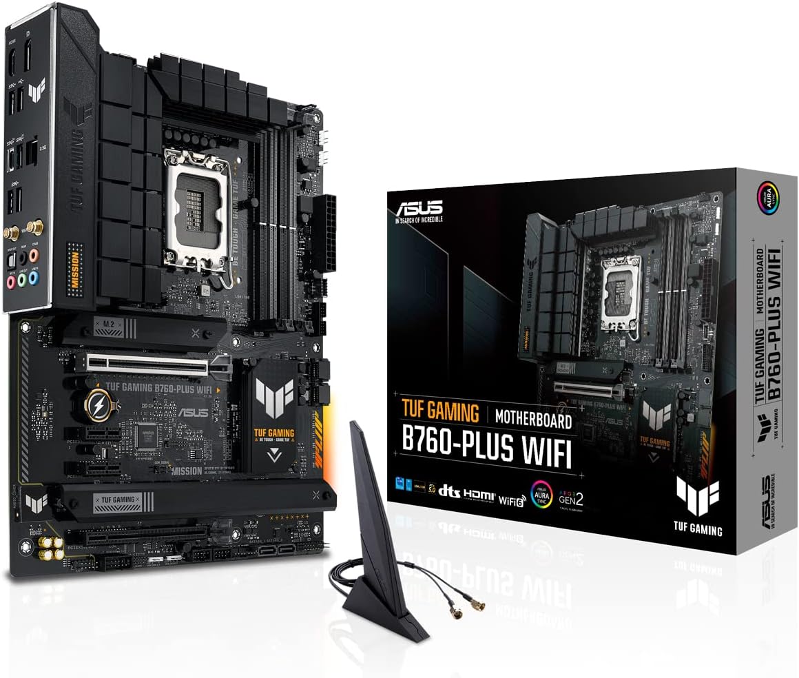 ASUS TUF Gaming B760-PLUS WiFi Intel B760 LGA1700 DDR5 7200 DP HDMI 3X M2 USB3.2 AX WiFi + BT 2.5Gbit LAN up to ATX 128GB ram Support, ASUS 5X TUF Motherboard Protection III