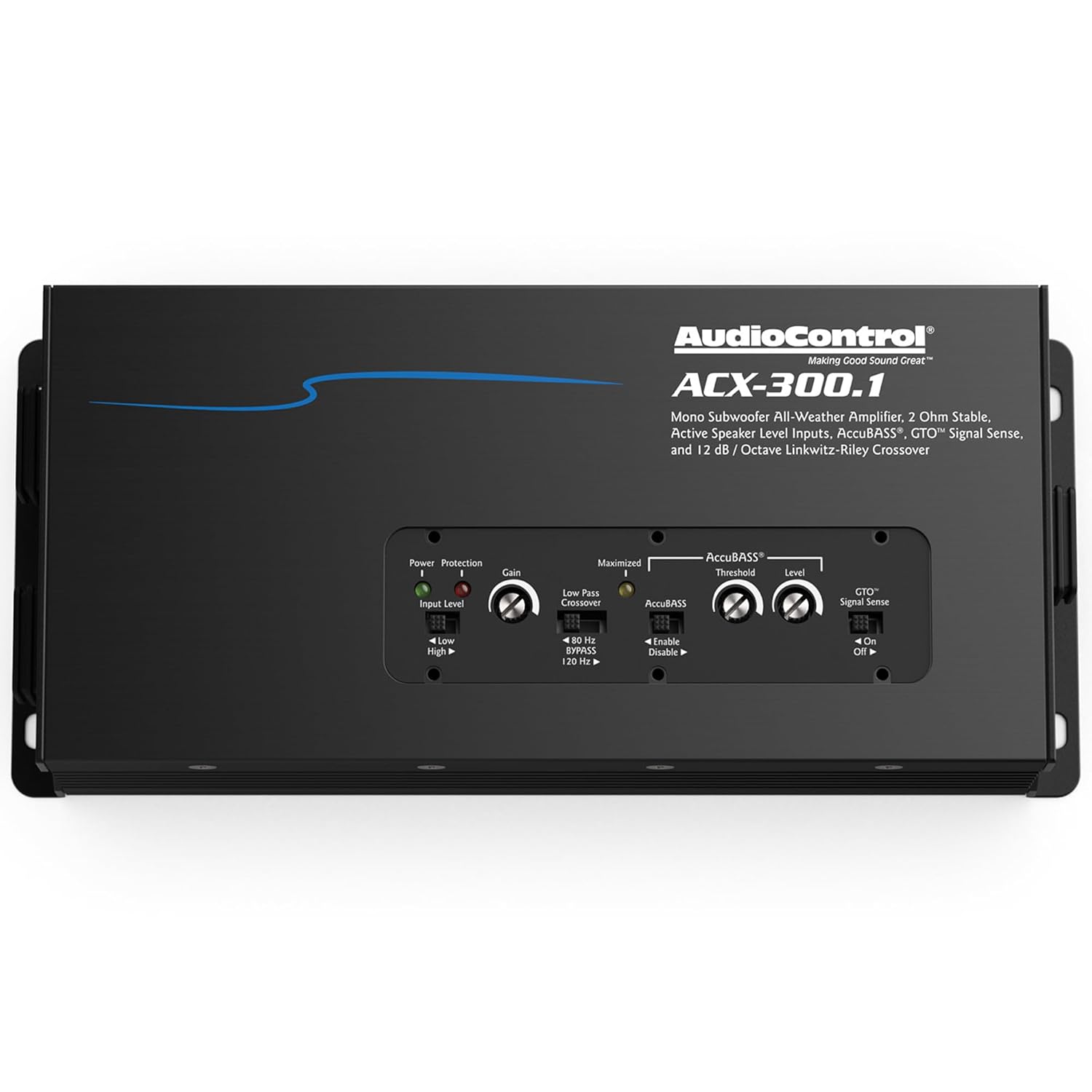 AudioControl ACX-300.1 All-Weather Marine & Powersports IPX6 Waterproof 300W Monoblock Amplifier for Boat, ATV, UTV, Side by Side, 4x4 Off Road Vehicle or Car Audio System, AccuBASS, Install Friendly