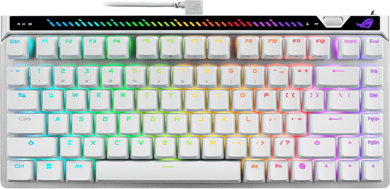ASUS ROG Falchion Ace 75 HE Wired Analog Hall Effect Gaming Keyboard– 75% TKL, USB, Hot Swappable HFX V2X Magnetic Switch, Rapid Trigger, 8KHz Polling, PBT Keycap, Carry Case, Web based Config - White