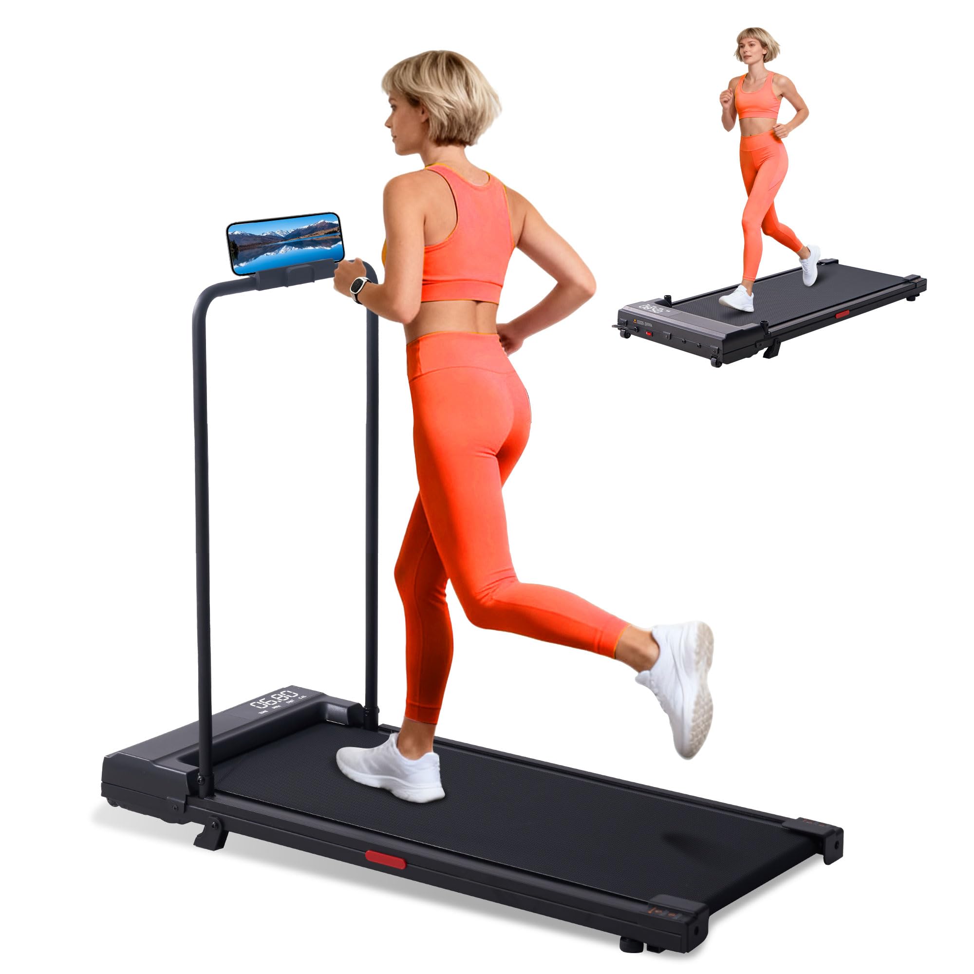SUOUER Walking Pad Treadmill with Incline & Handle Bar