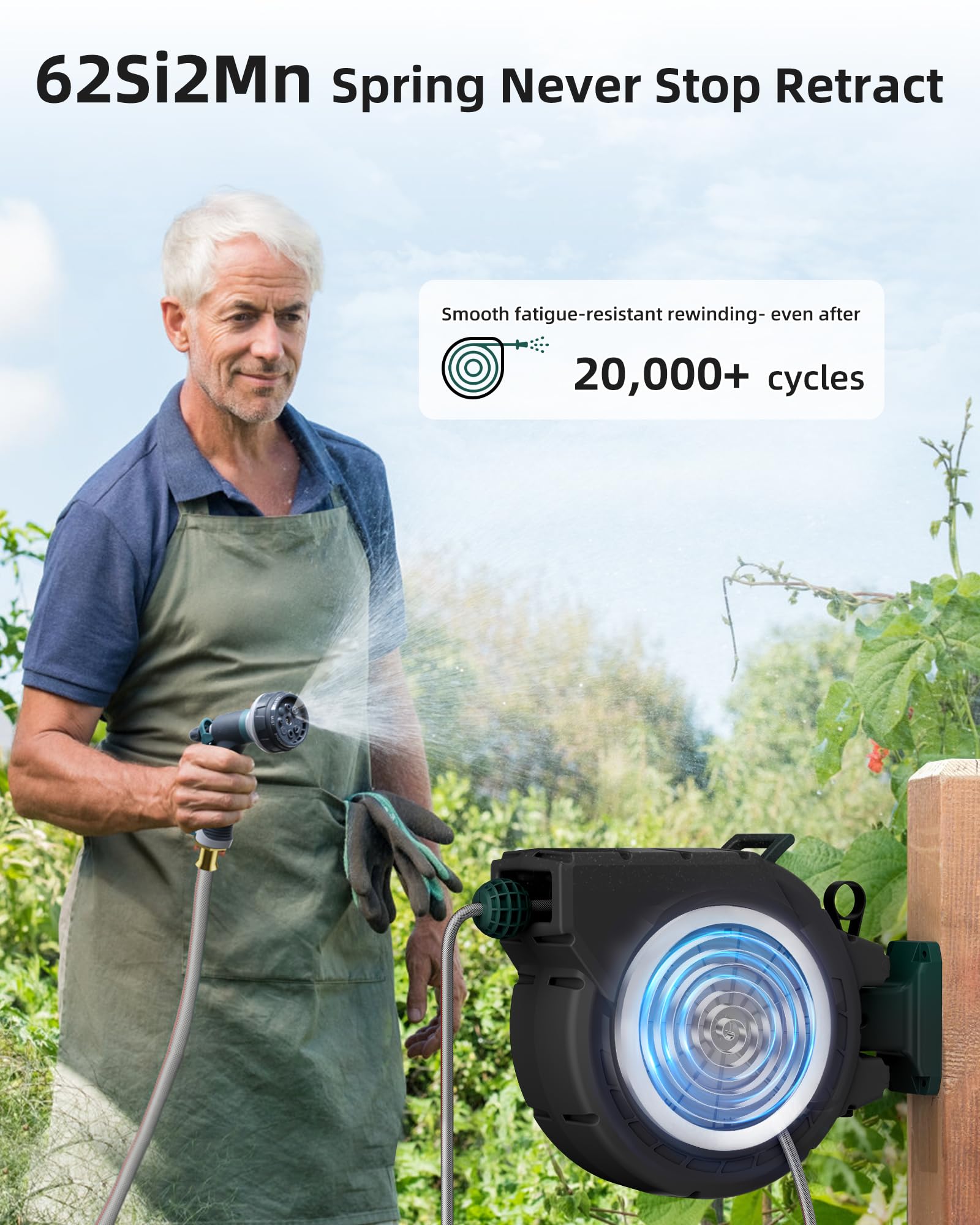 AYURA Retractable Garden Hose Reel 100ft - Heavy Duty