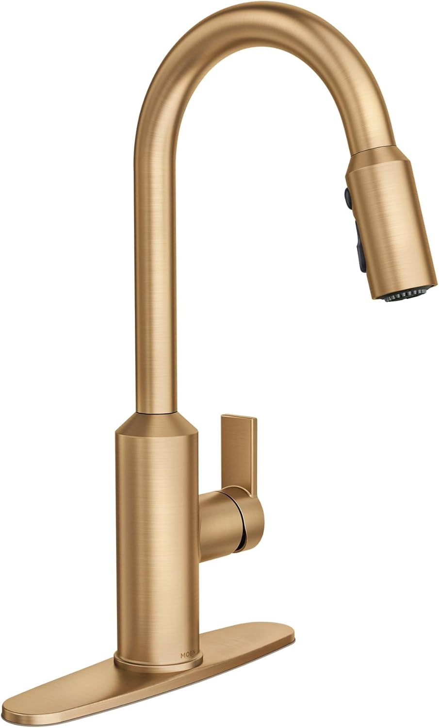 Moen Meena One Handle Kitchen Faucet with Pull Down Sprayer, High Arc Kitchen Sink Faucet Featuring Reflex System and Duralock Quick Connect, Bronzed Gold, 87270BZG