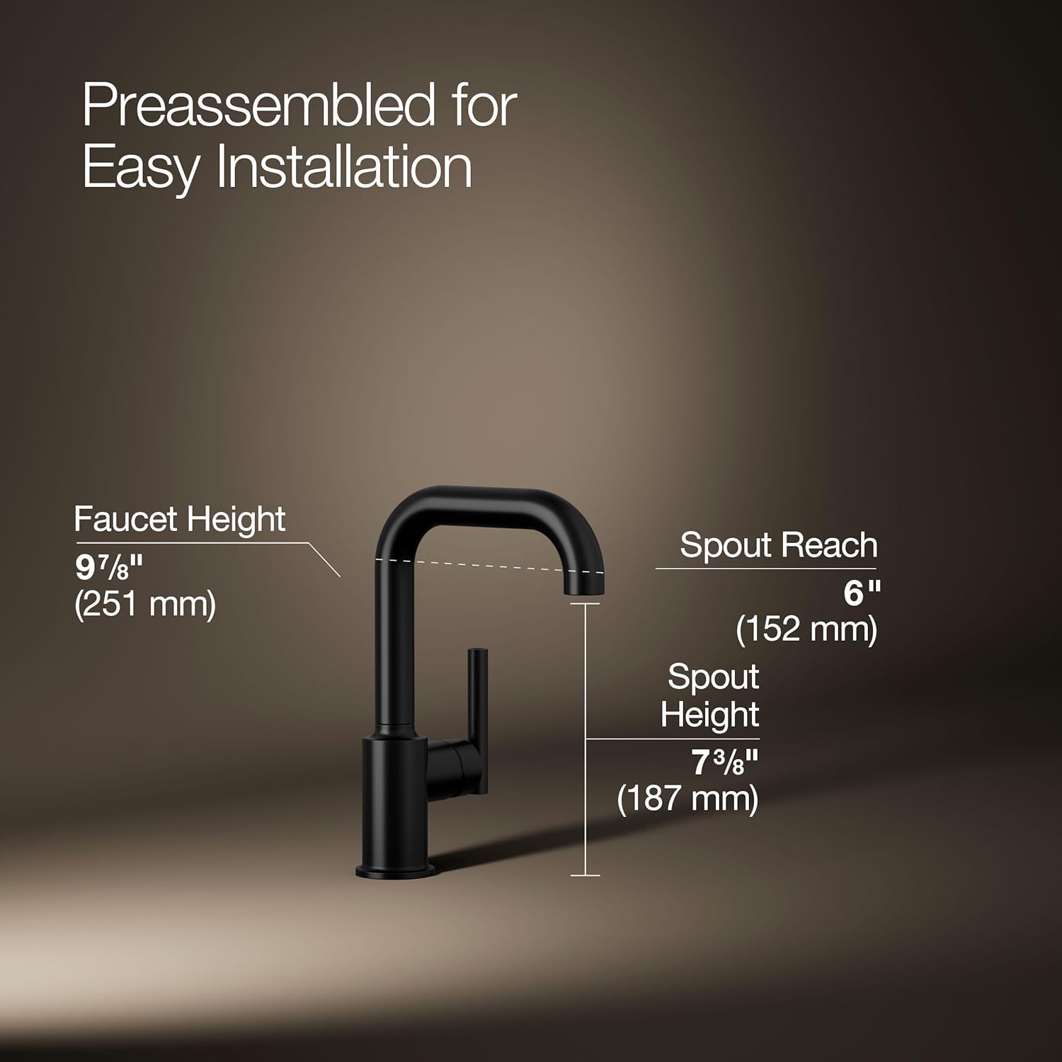 KOHLER K-7509-BL Purist Secondary Swing Spout Without Spray, Matte Black