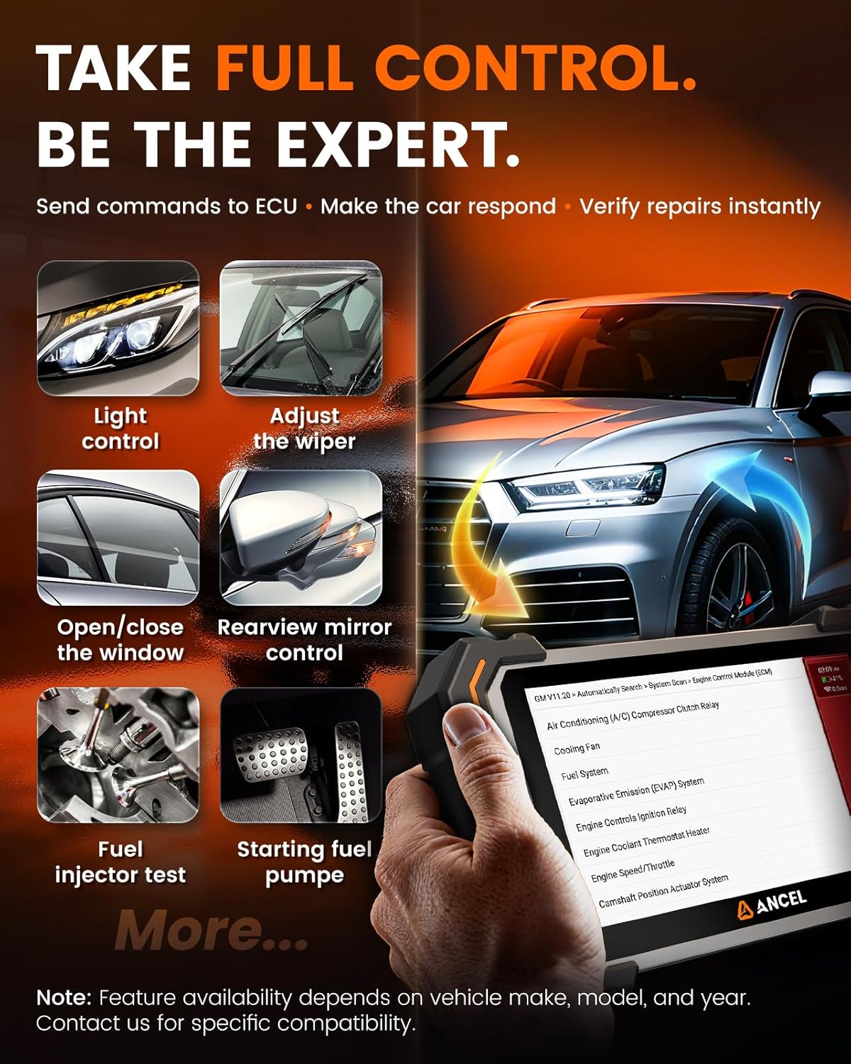 ANCEL DS500BT Bidirectional Scan Tool, Full-System Automotive Diagnostic Scanner with 28+ Services, Injector Coding, DPF/Brake/BMS/Oil/Gear/Throttle Functions, CAN FD Support, Lifetime Free Updates