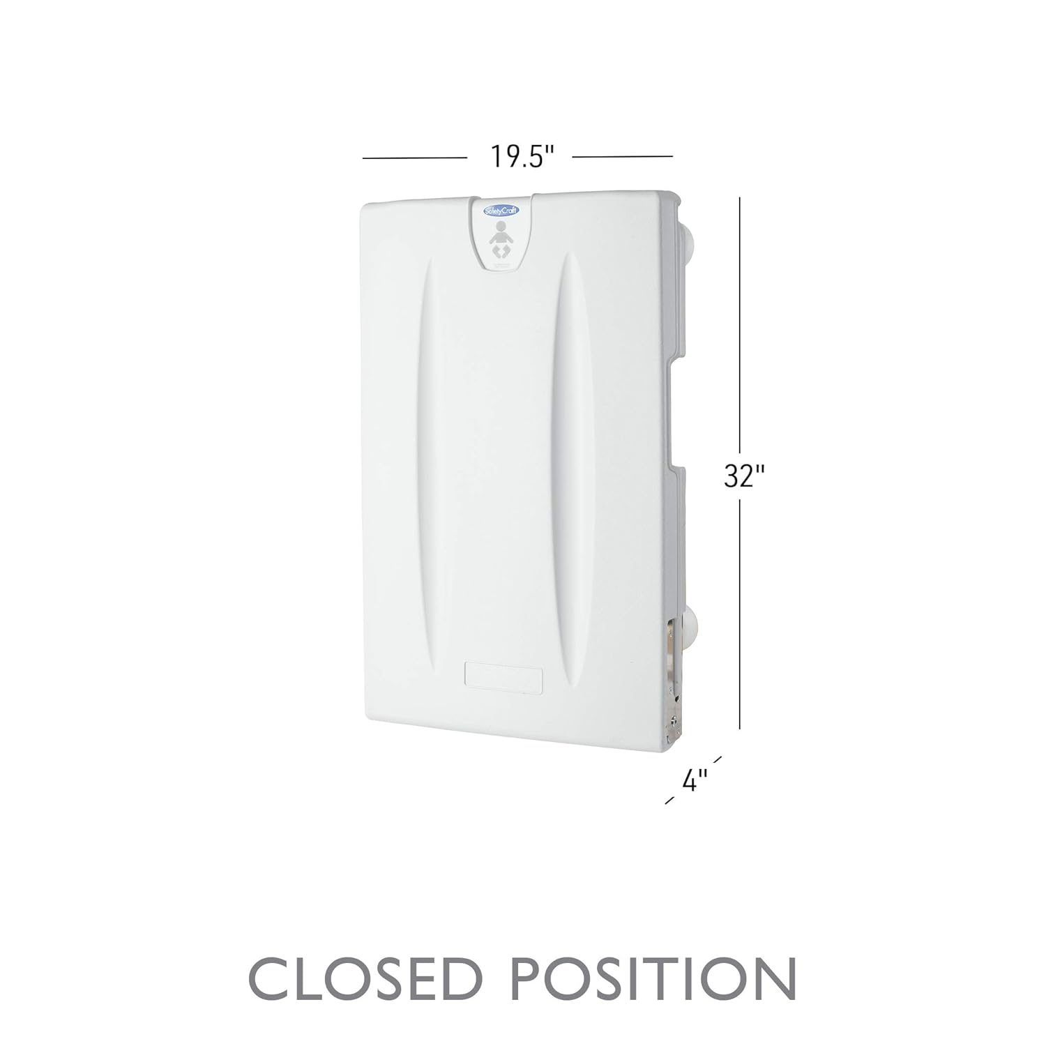 SafetyCraft Vertical Baby Diaper Changing Station, Wall Mounted, Built in Liner Dispenser, One Handed Adjustable Safety Strap (100-EV-SC) - Light Gray