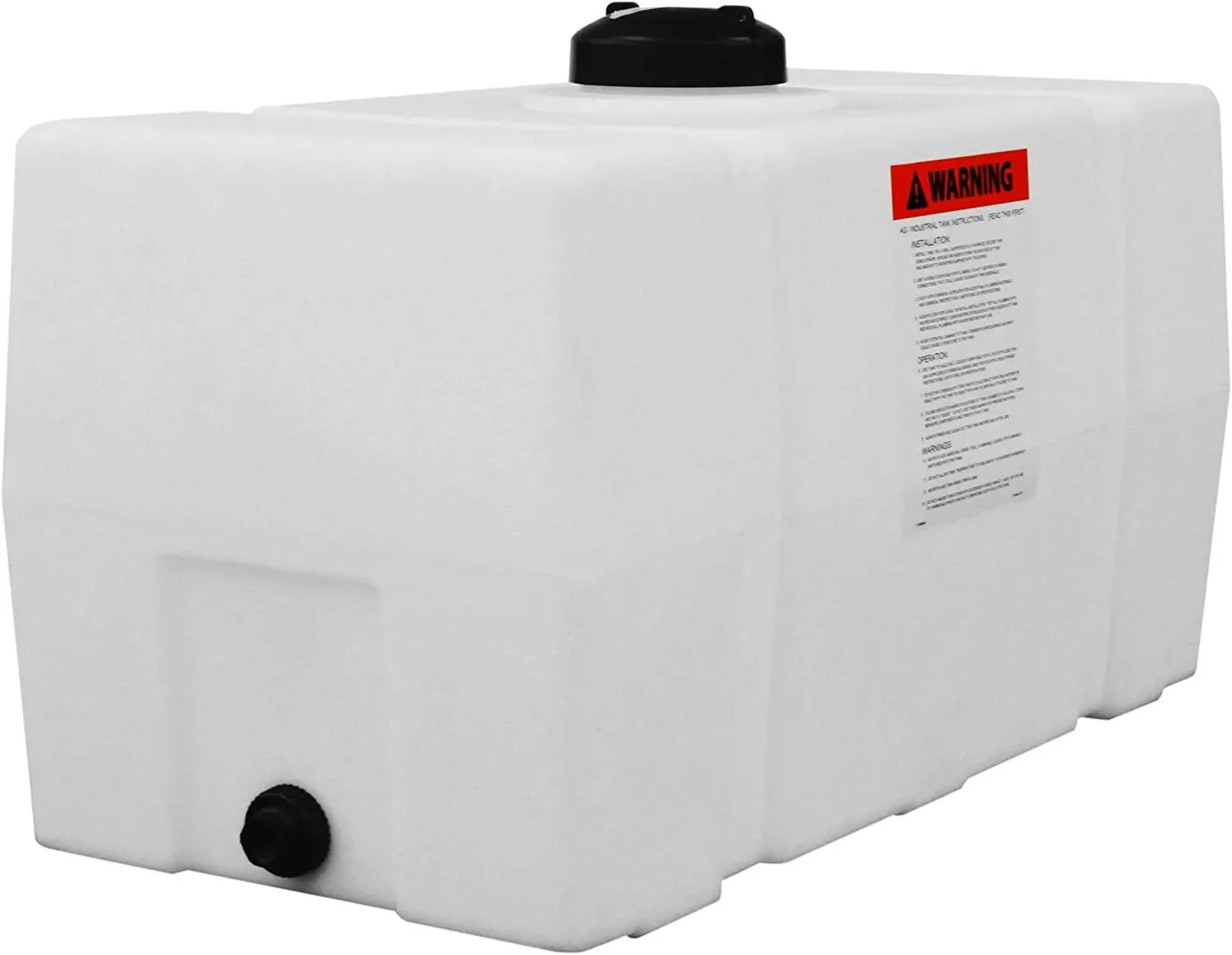 RomoTech 82123919 Horizontal Square Polyethylene Reservoir Water Tank for Farming Construction and More, 50 Gallon, Saddle