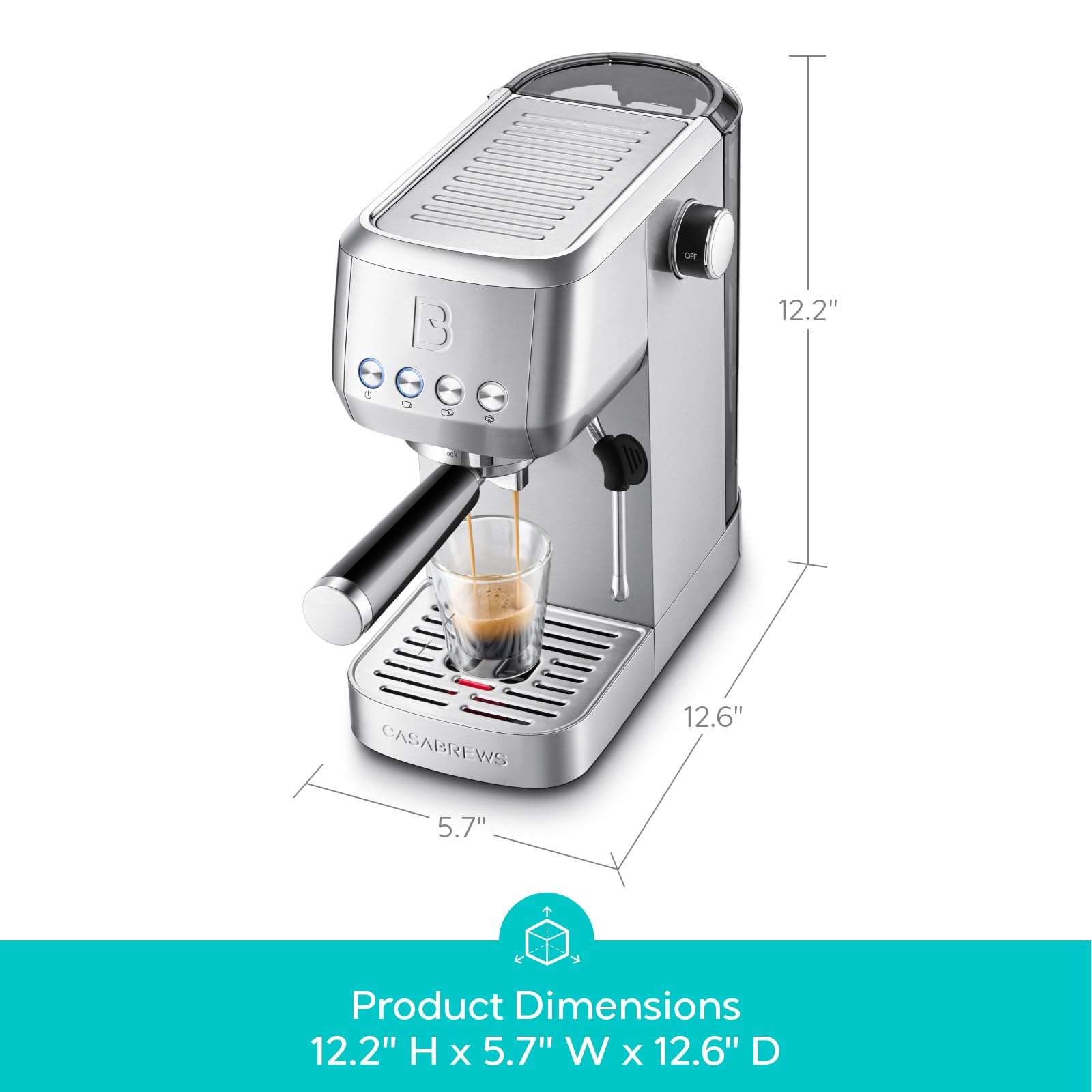 CASABREWS 3700 Essential Espresso Machine - 20 Bar, Stainless Steel