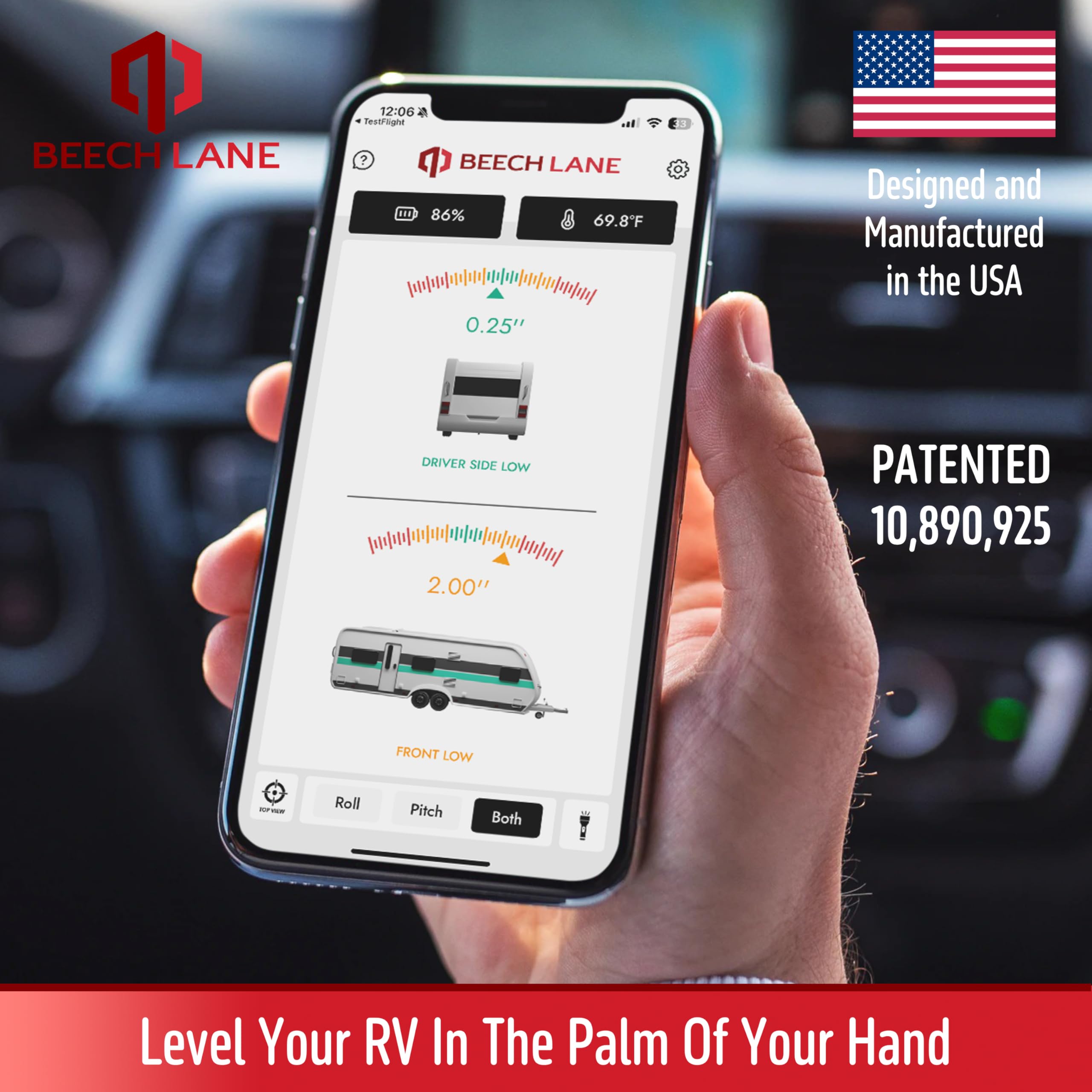 BEECH LANE Wireless RV Leveling System with Smartphone App