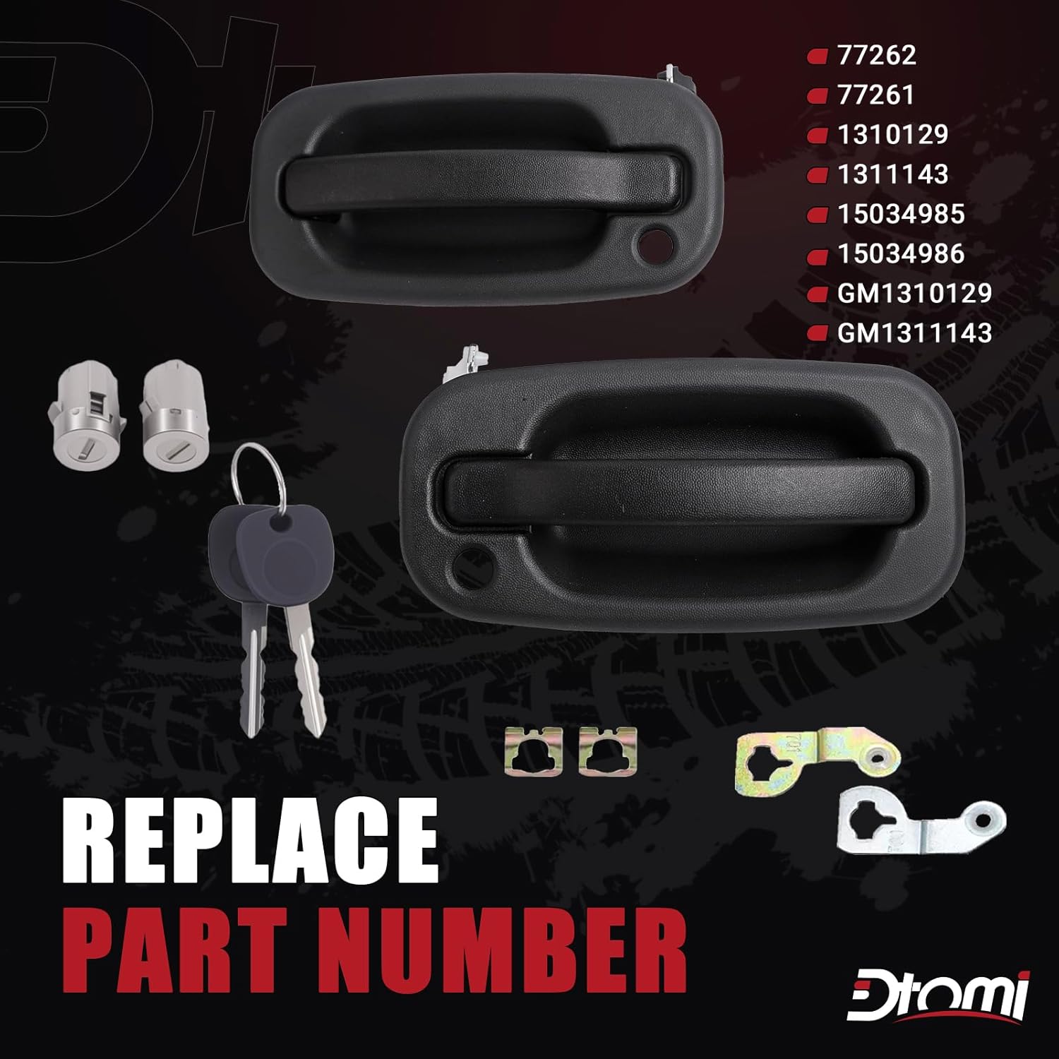 Exterior Door Handles, w/Lock Cylinders & Keys Compatible With Chevy GMC Cadillac Vehicle 1999-2007 Silverado Suburban Tahoe Avalanche, Sierra Yukon, Escalade Replaces# 15034985, 15034986 (2Pair)