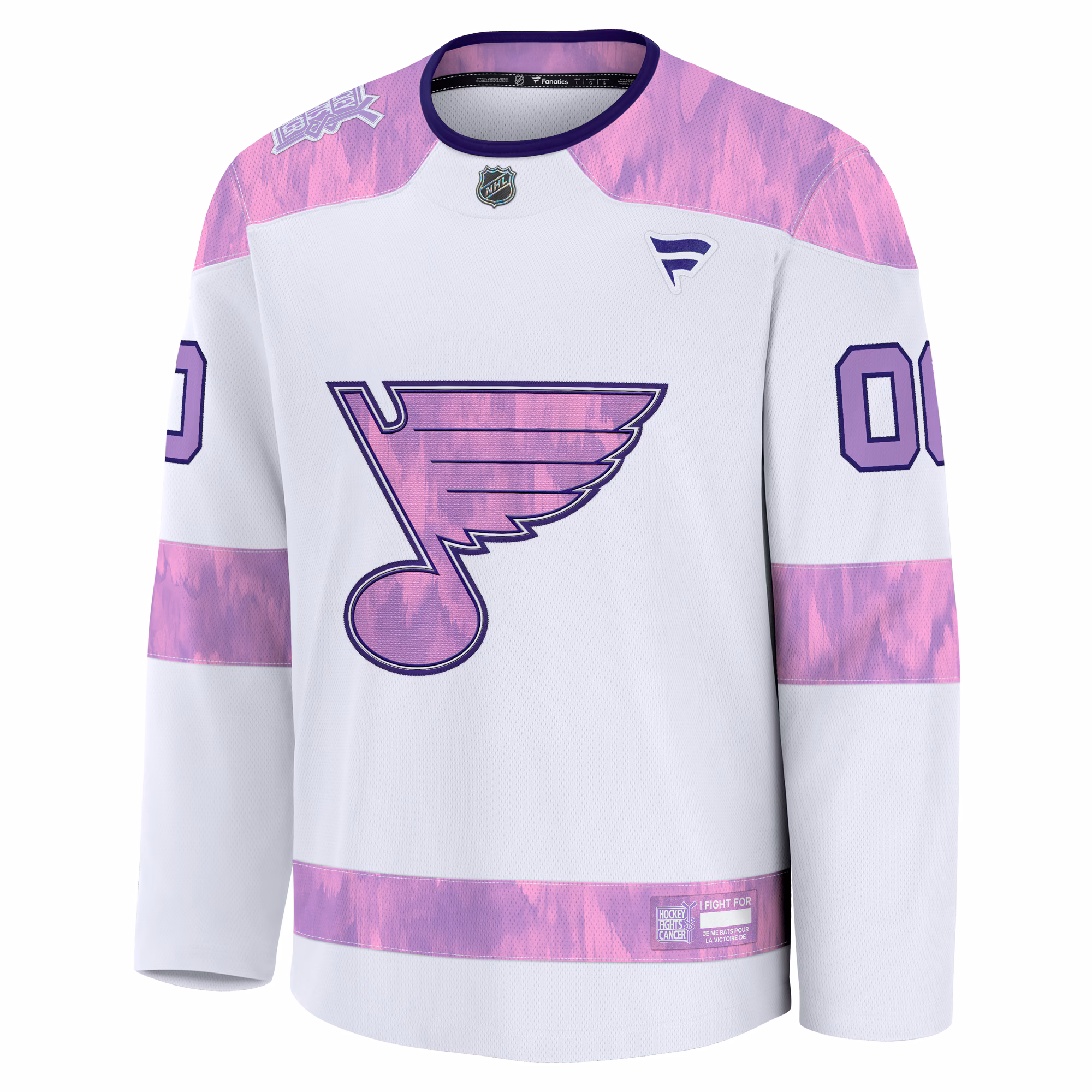 St. Louis Blues Fanatics 2024 Hockey Fights Cancer Custom Practice Jersey - White