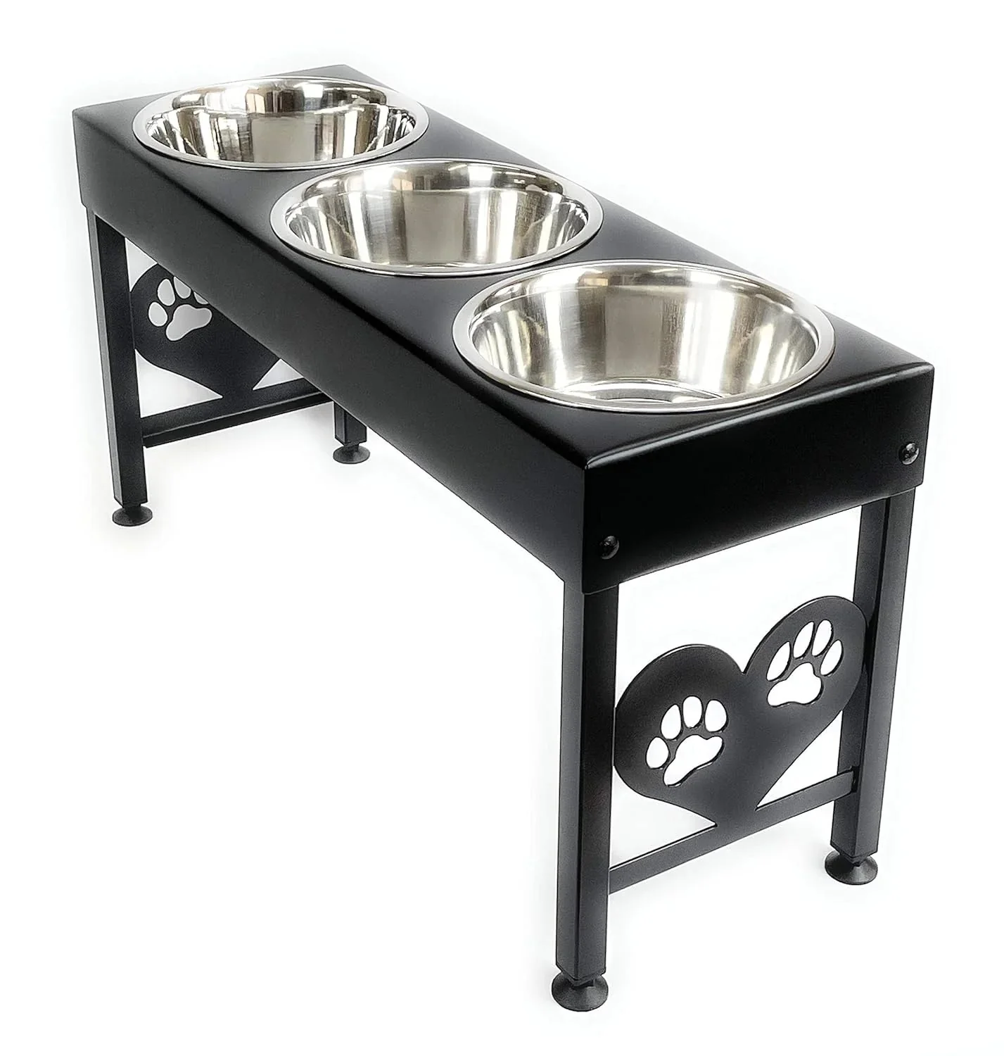 Pet Feeding Station Triple 3-Quart Metal Dog Bowl 16